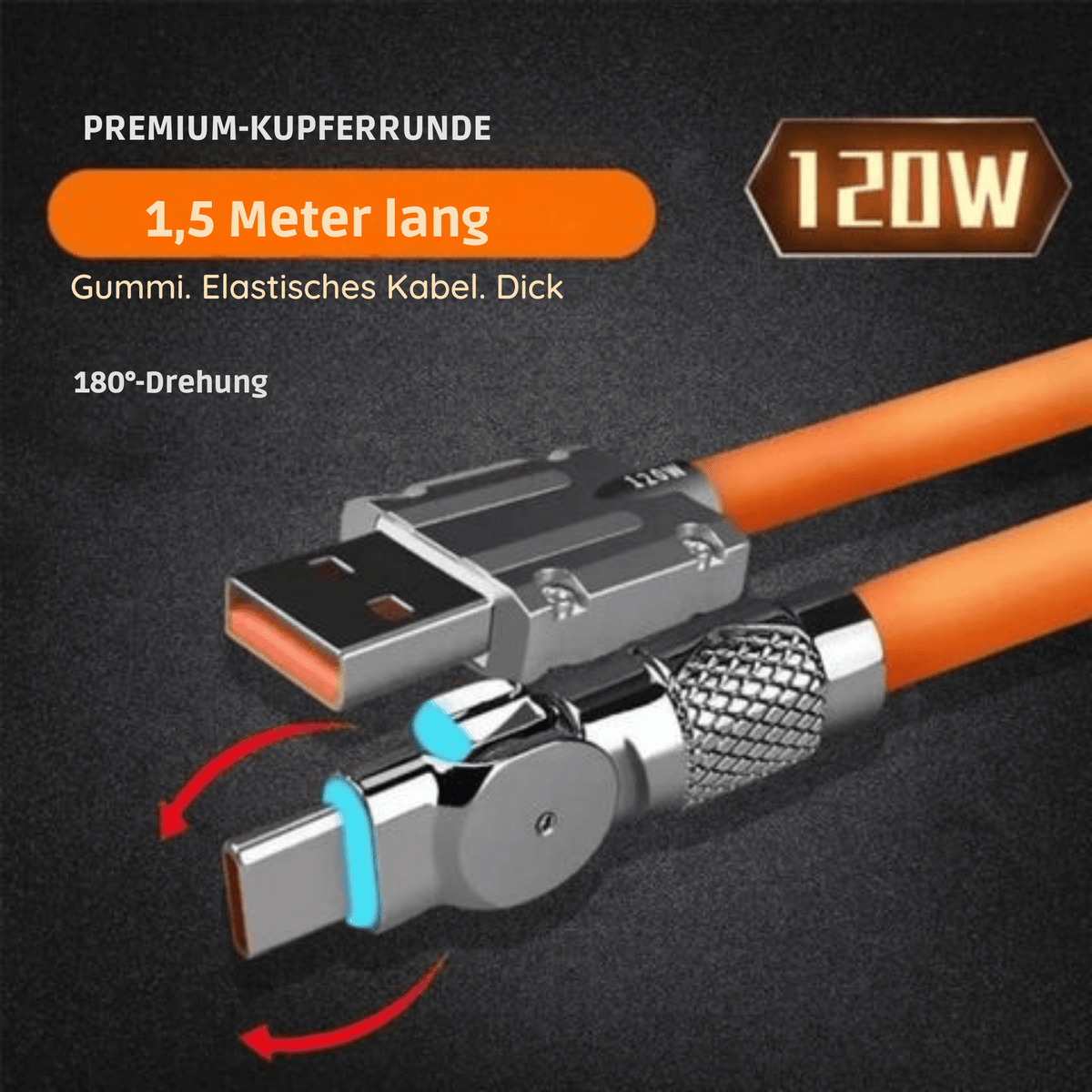 BlitzBand™ / 540° drehbares Schnellladekabel mit Beleuchtung - Sopheria