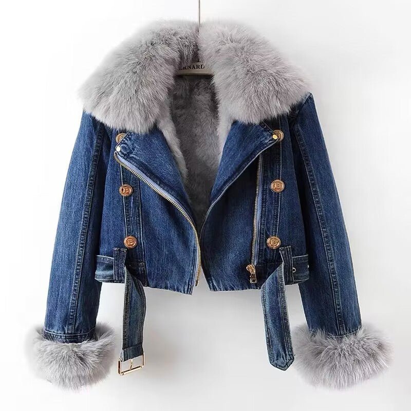 Celeste™ | Bio-Jeansjacke mit Kunstfell - Sopheria