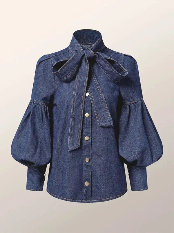 Christy™ | Puff-Denim-Bluse - Sopheria