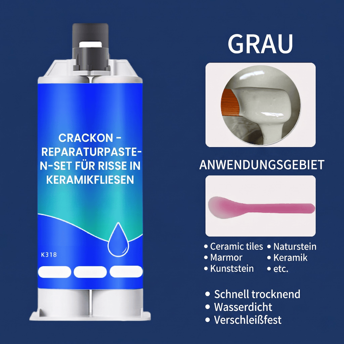 Crackon - Reparaturpasten-Set für Risse in Keramikfliesen - Sopheria