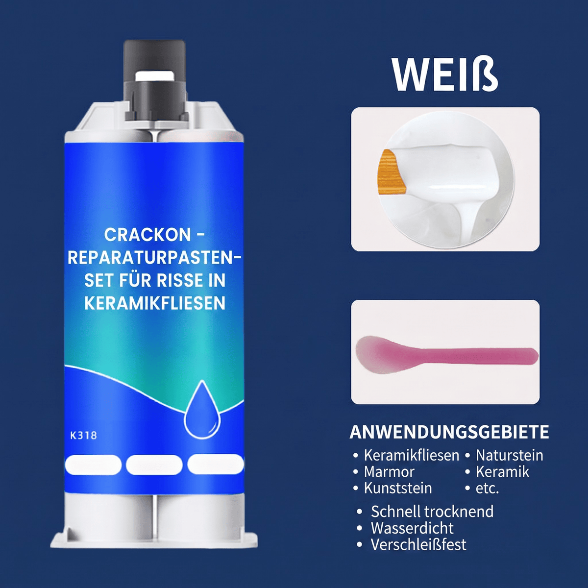 Crackon - Reparaturpasten-Set für Risse in Keramikfliesen - Sopheria