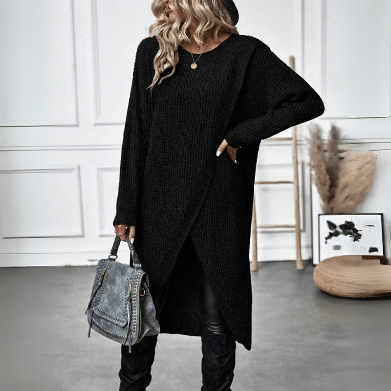 Emma | Luxuriöses Strickkleid mit Schlitz für Damen - Sopheria
