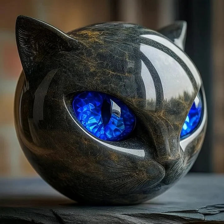 MystikMiez™ / Mystische Schwarze Katzenkopf Skulptur