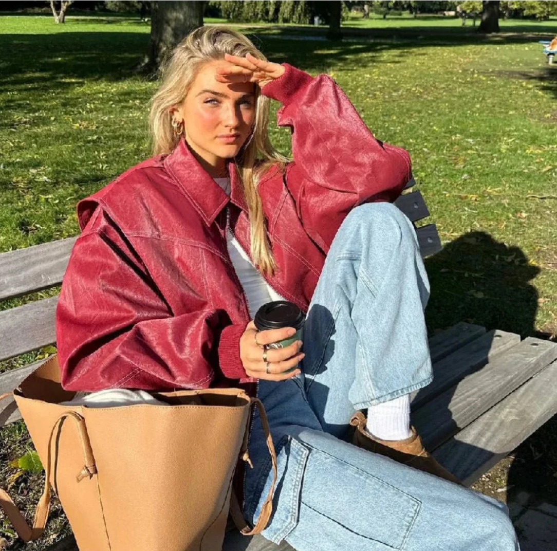 Faye™ – Übergroße Lederjacke - Sopheria