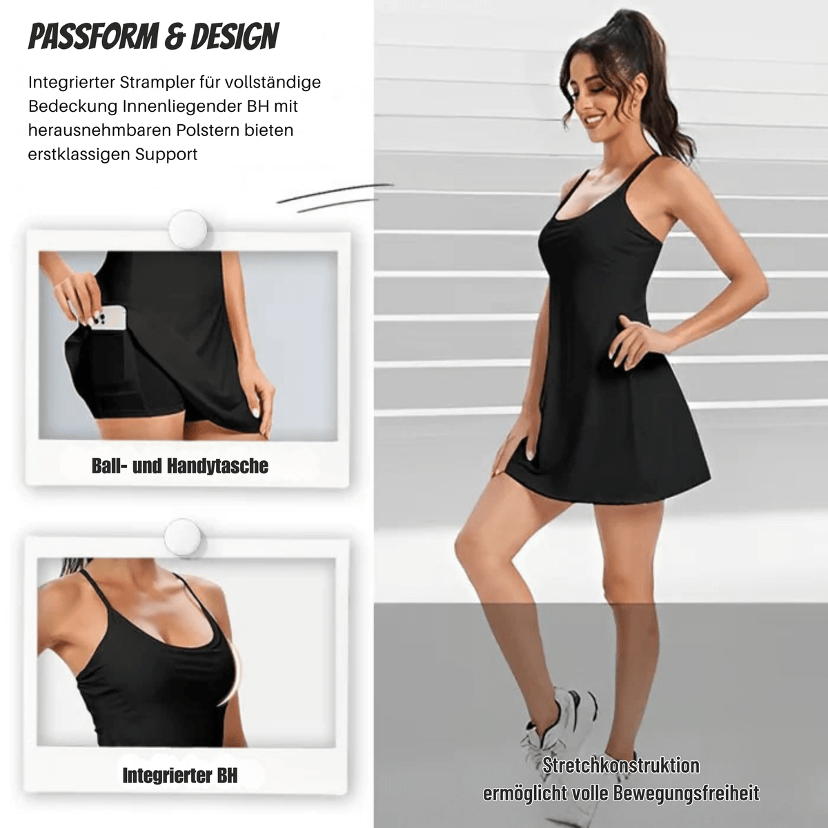 FitFinesse™ / Rückenfreies Fitnesskleid für mühelosen Stil und optimalen Halt - Sopheria