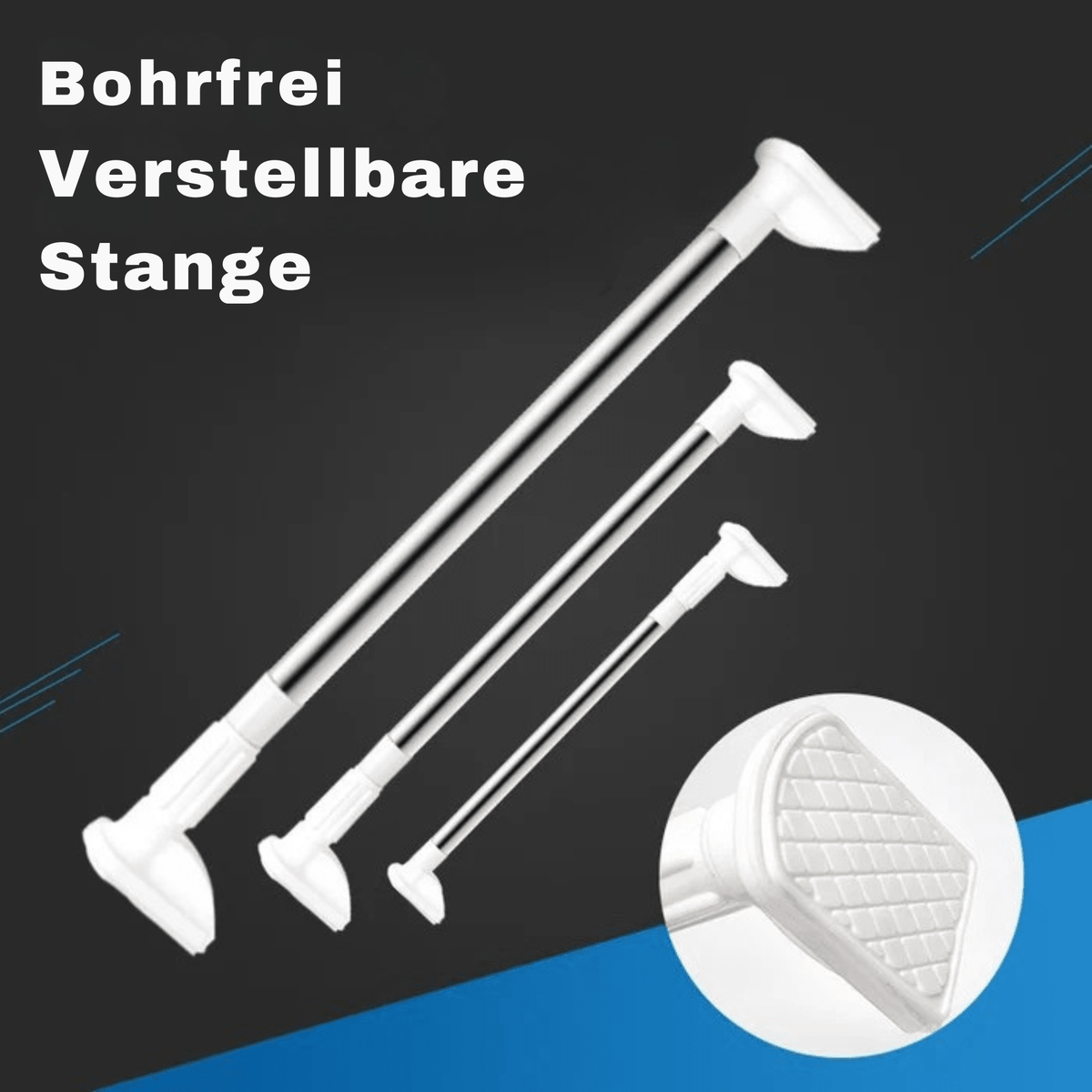 FlexiStange™ / Verstellbare Dusch- & Vorhangstange, Rostfrei & Werkzeugfrei, Edelstahl - Sopheria
