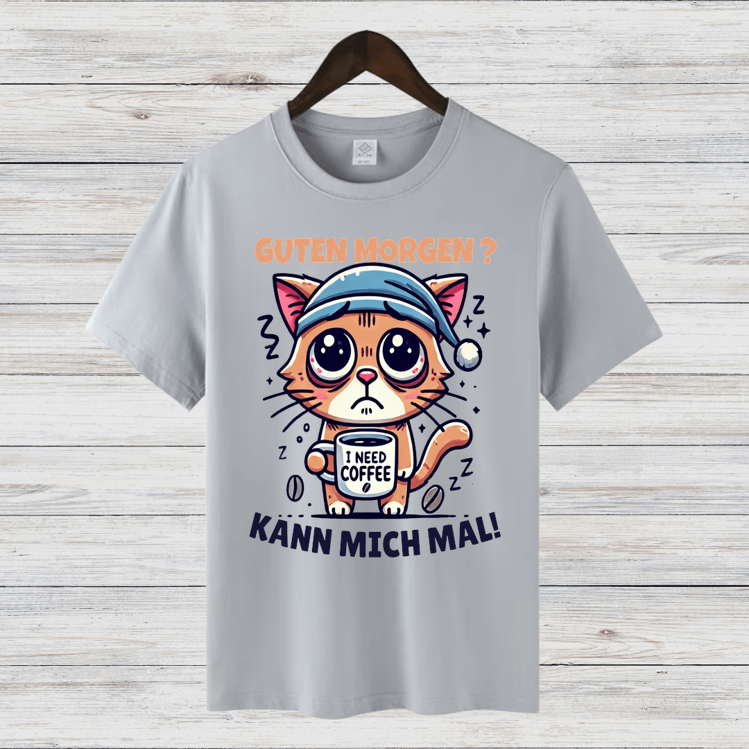 Guten Morgen Katze | Lustiges Kaffeeliebhaber-Shirt | Humorvolles Design für Wintertage | Statement-Shirt für Katzenfans - Sopheria