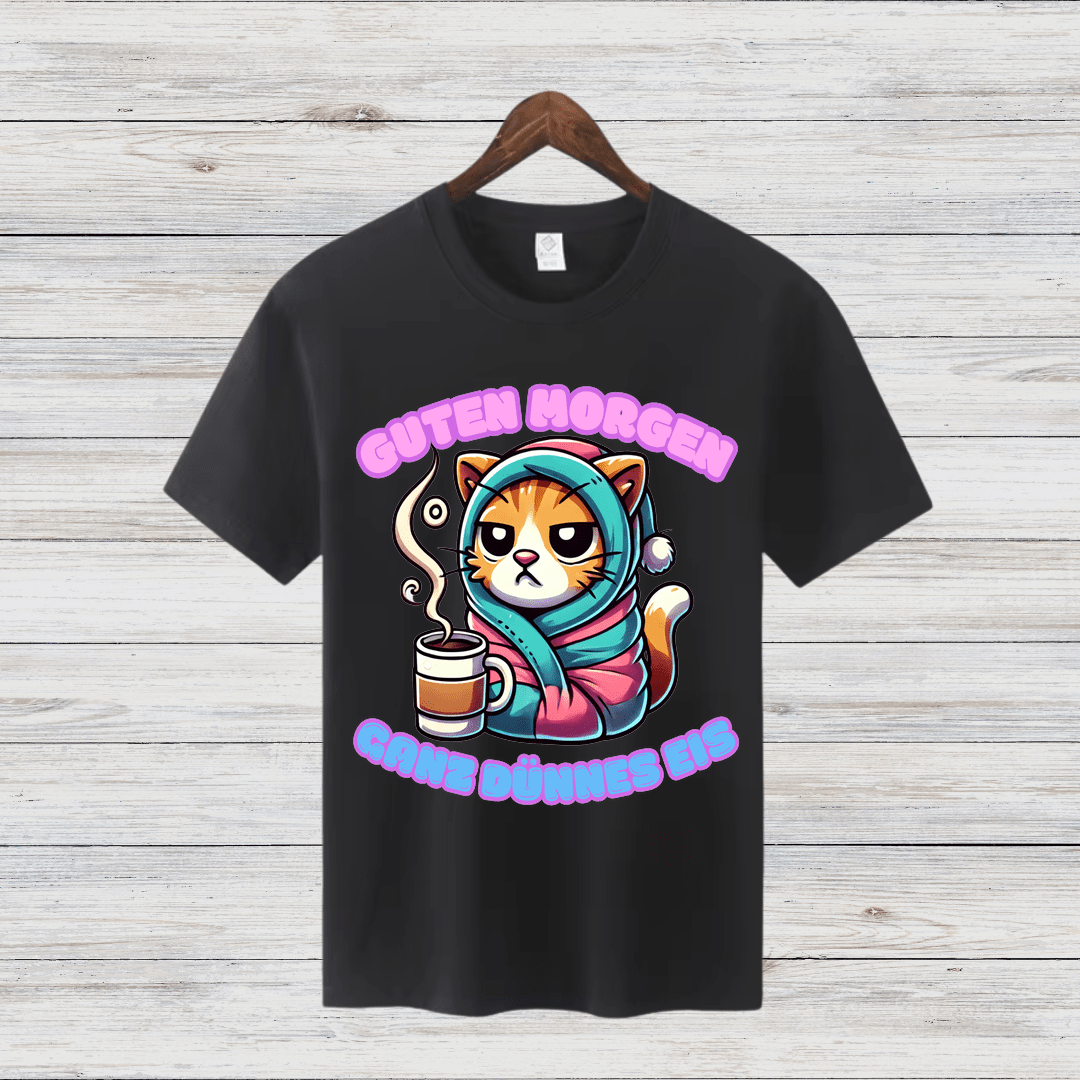 Guten Morgen Katze | Lustiges Wintershirt | Humorvolles Katzen-Design | Statement Shirt für kalte Tage - Sopheria