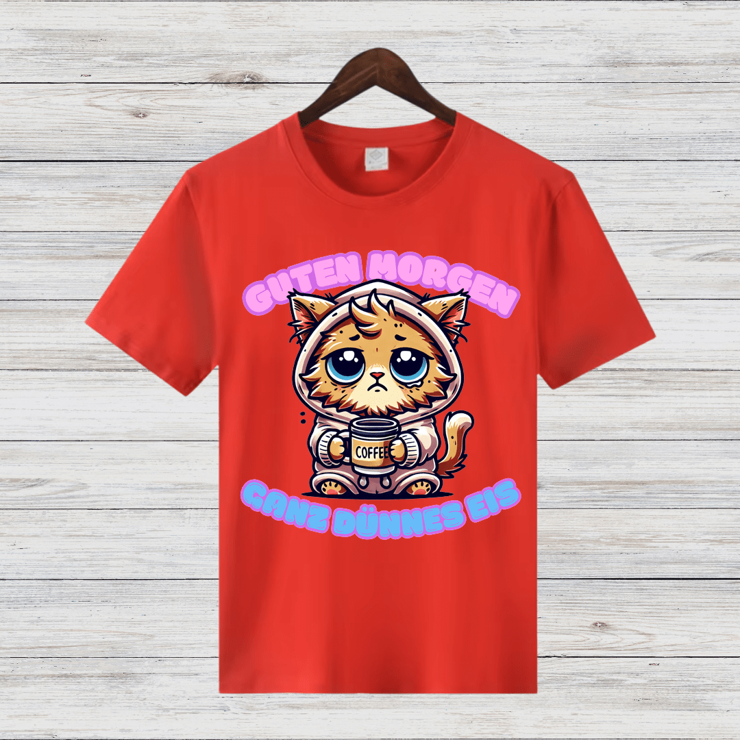 Guten Morgen Katze | Lustiges Wintershirt | Niedliches Katzen-Design | Statement Shirt für Kaffeeliebhaberinnen - Sopheria
