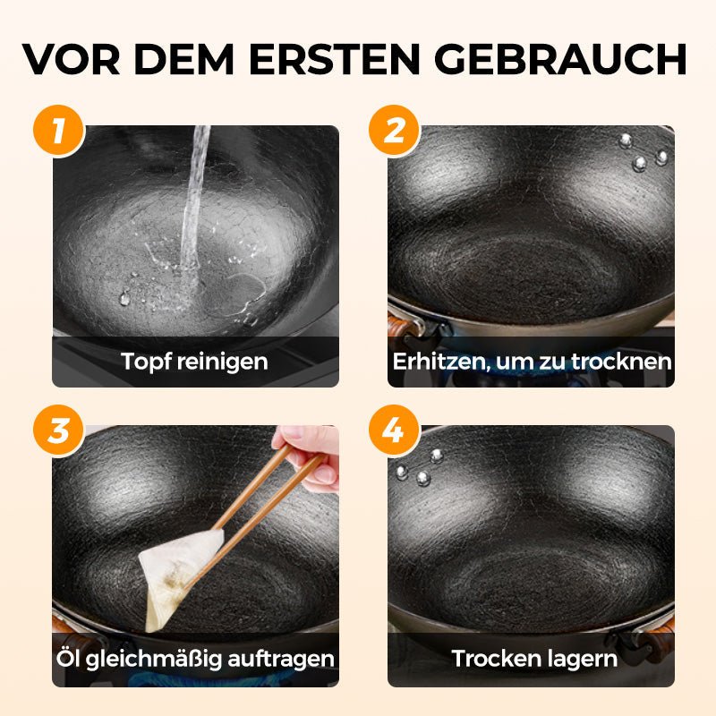 Ironova - 100% reiner Gusseisen-Wok, unbeschichtet und natürlich Antihaft - Sopheria