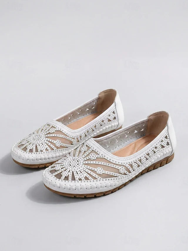 Damen Atmungsaktive Slip-On-Schuhe | Hollow-Out Komfort-Ballerinas mit Weicher Gepolsterter Innensohle, Leichter Flexibler Sohle & Rutschfestem Design für Gehen, Reisen & Alltag | Marivelle