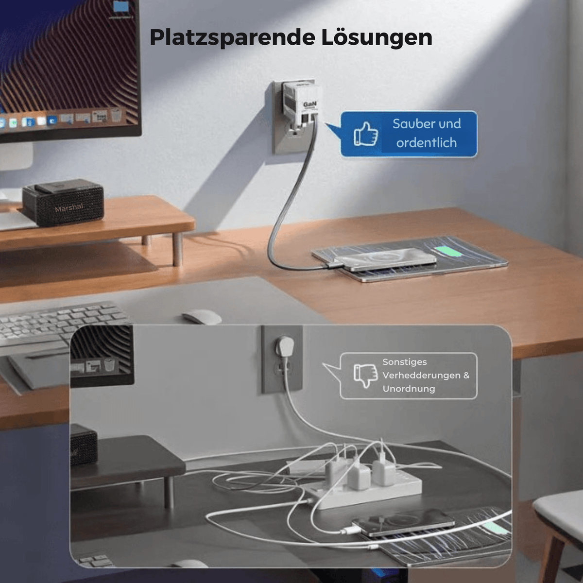 KabelKnirps™ / 2-in-1-Schnellladegerät mit Einzugsmechanismus - Sopheria