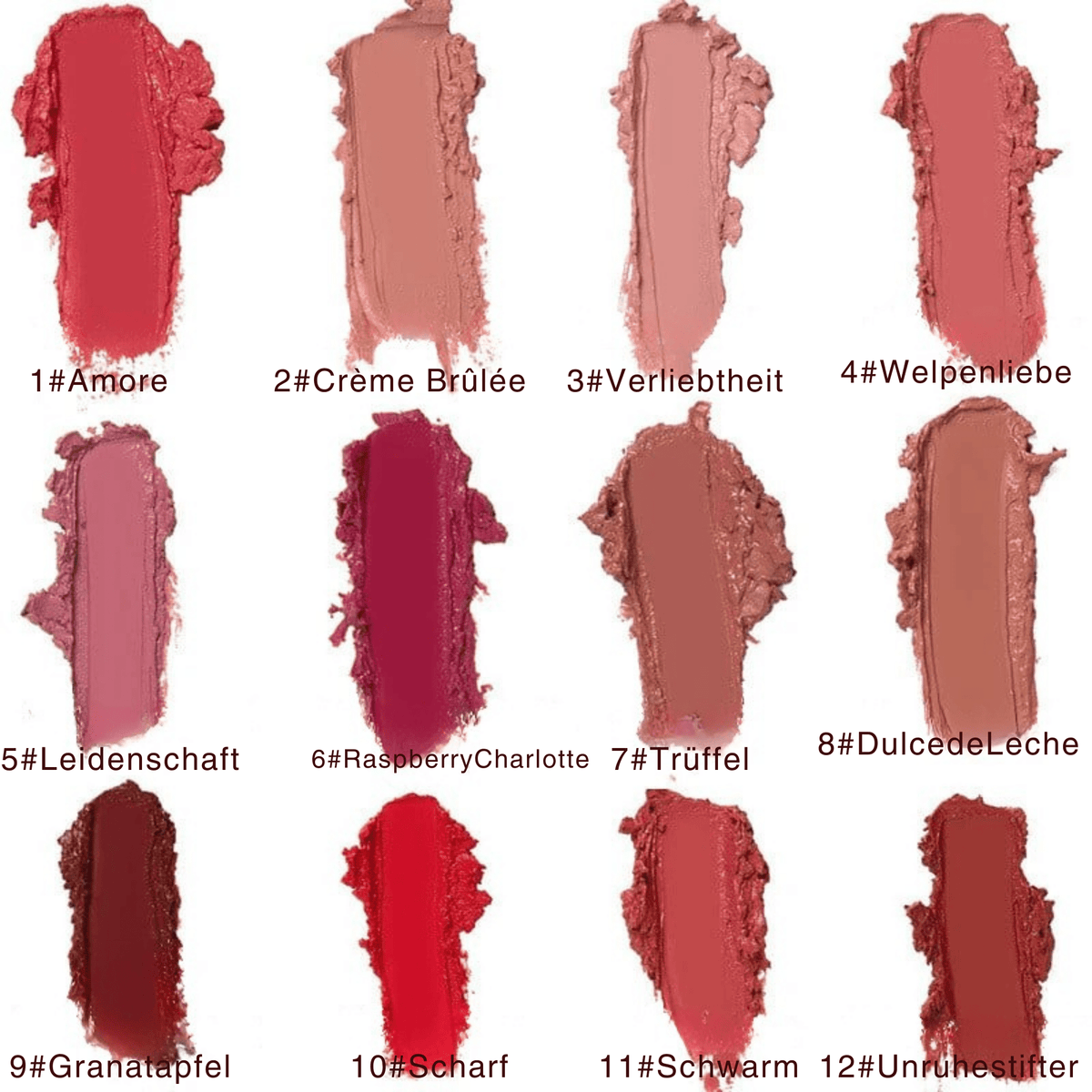 KussKollektion⹠/ Ultimatives 12-Farben-Creme-Lippenstift-Set - Farbe, die den ganzen Tag hÀlt! - Sopheria