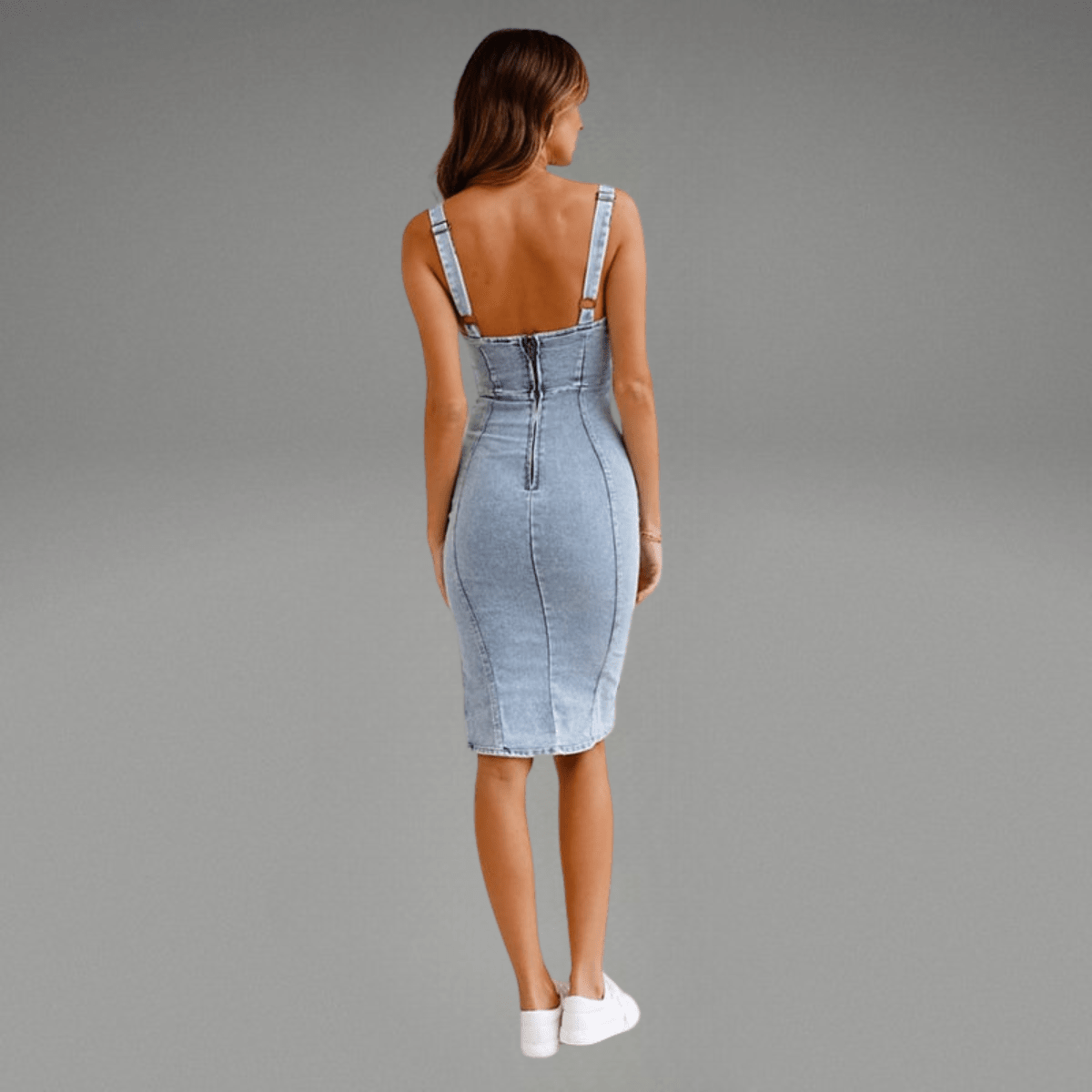 Lena™ | Eng anliegendes Jeanskleid mit U-Ausschnitt - Sopheria