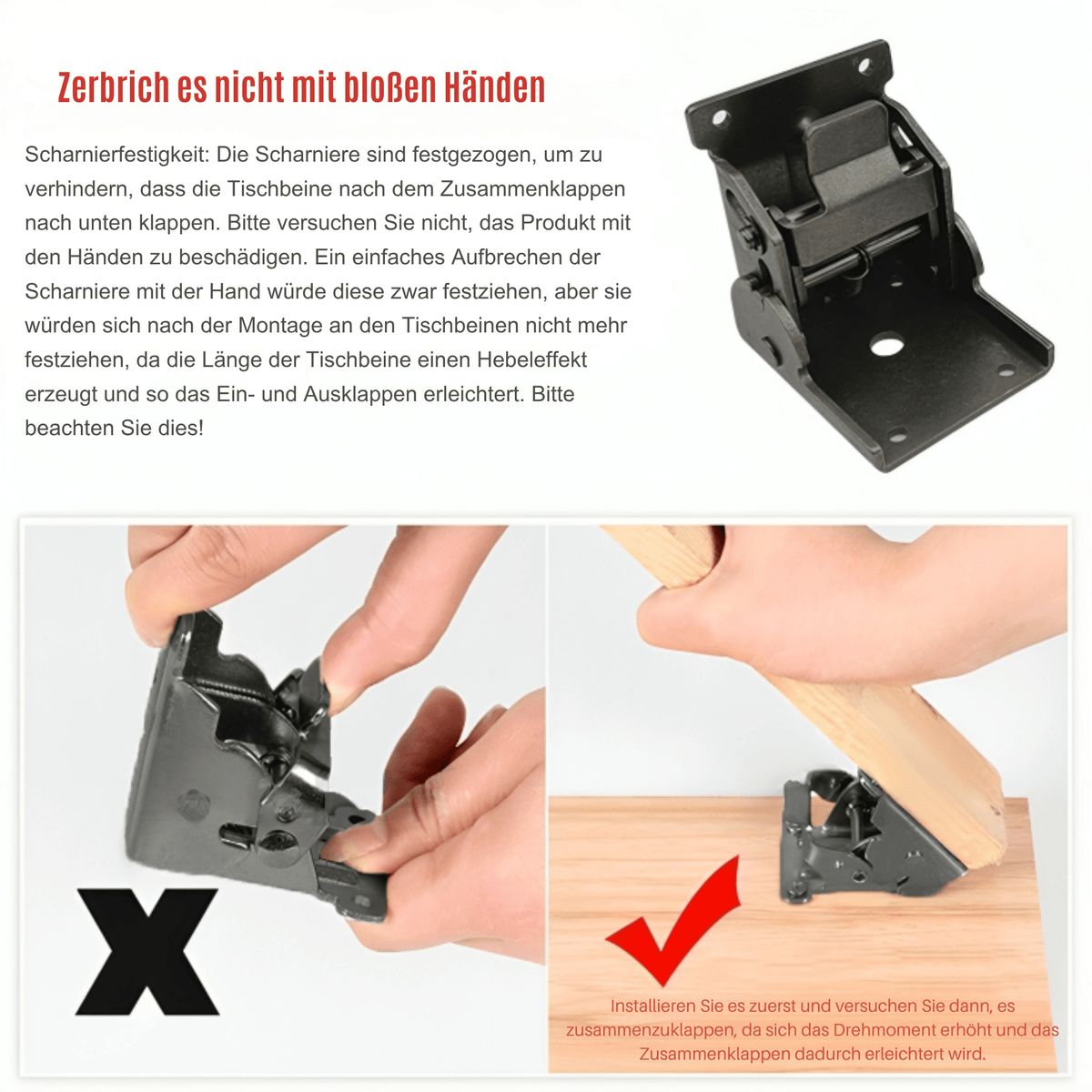 LockLink™ / 90-Grad-selbstverriegelnde, klappbare Stahlscharniere für Möbel - Sopheria