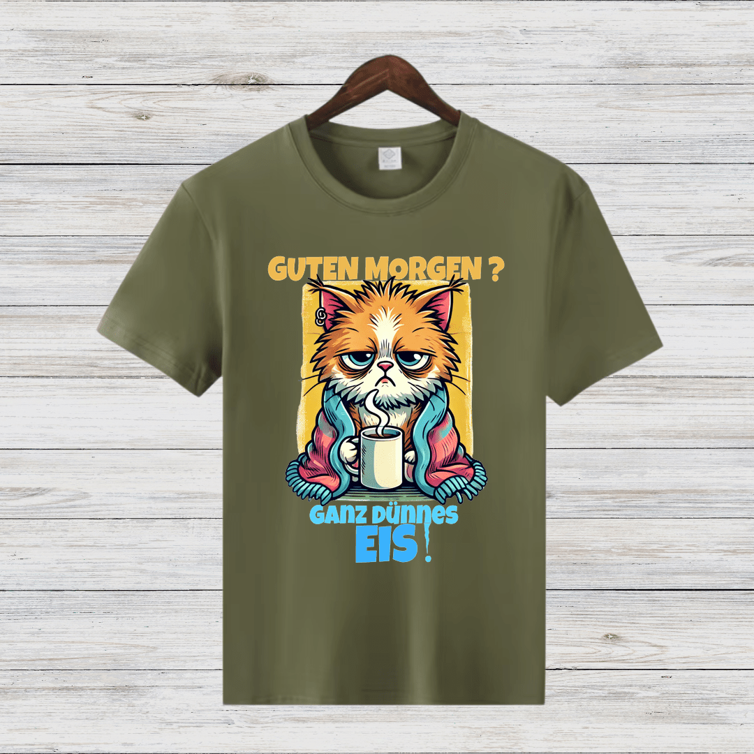 Mürrische Katze | Lustiges Kaffeeliebhaber-Shirt | Humorvolles Winterdesign | Statement Shirt für kalte Tage - Sopheria