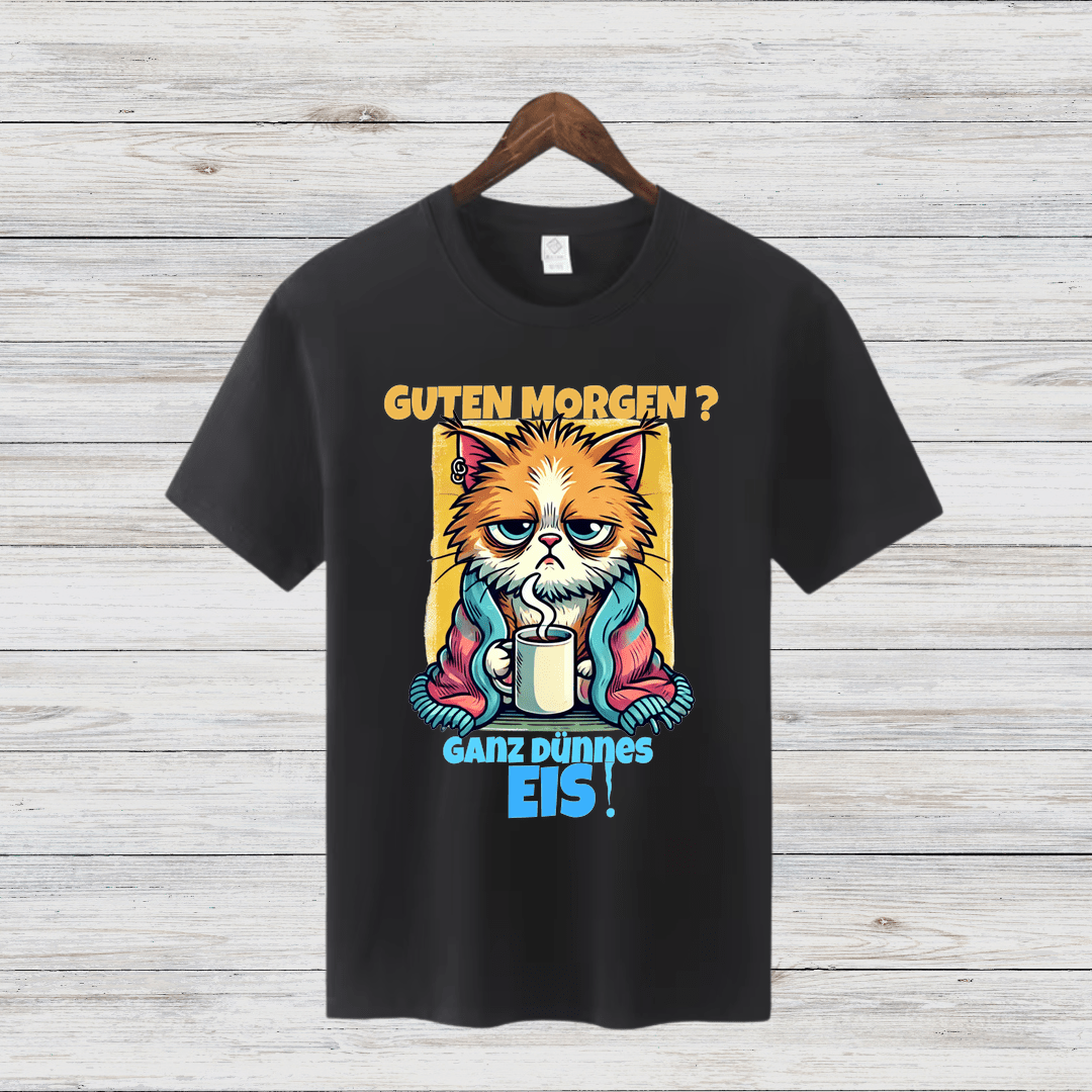 Mürrische Katze | Lustiges Kaffeeliebhaber-Shirt | Humorvolles Winterdesign | Statement Shirt für kalte Tage - Sopheria