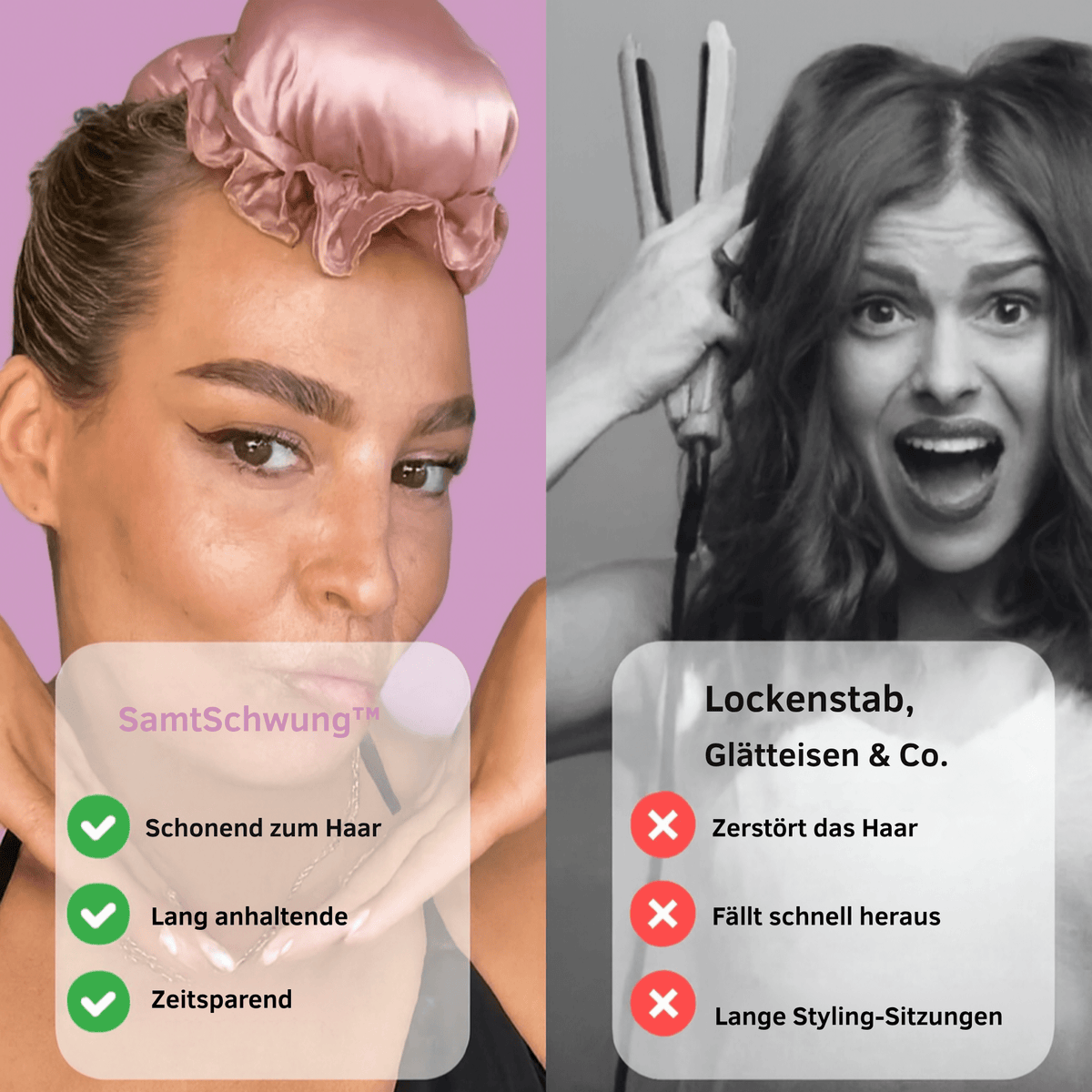 SamtSchwung™ / Lockenwickler ohne Hitze – Föhnfrisur über Nacht ohne Haarschäden! (1 + 1 GRATIS) - Sopheria