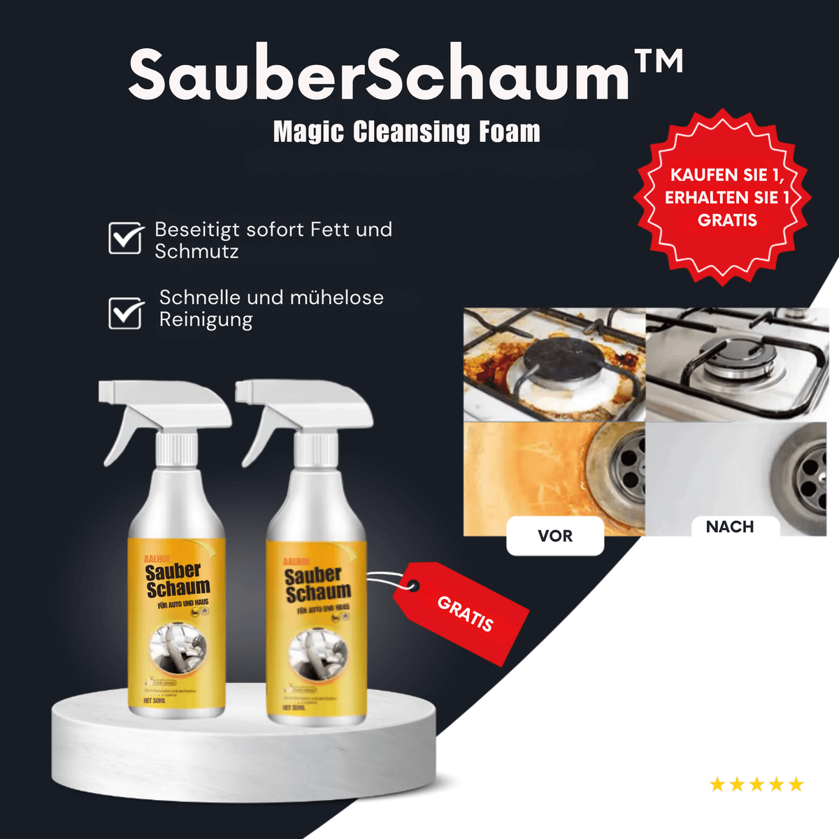 SauberSchaum™ / Magischer Reinigungsschaum (1+1 GRATIS) - Sopheria