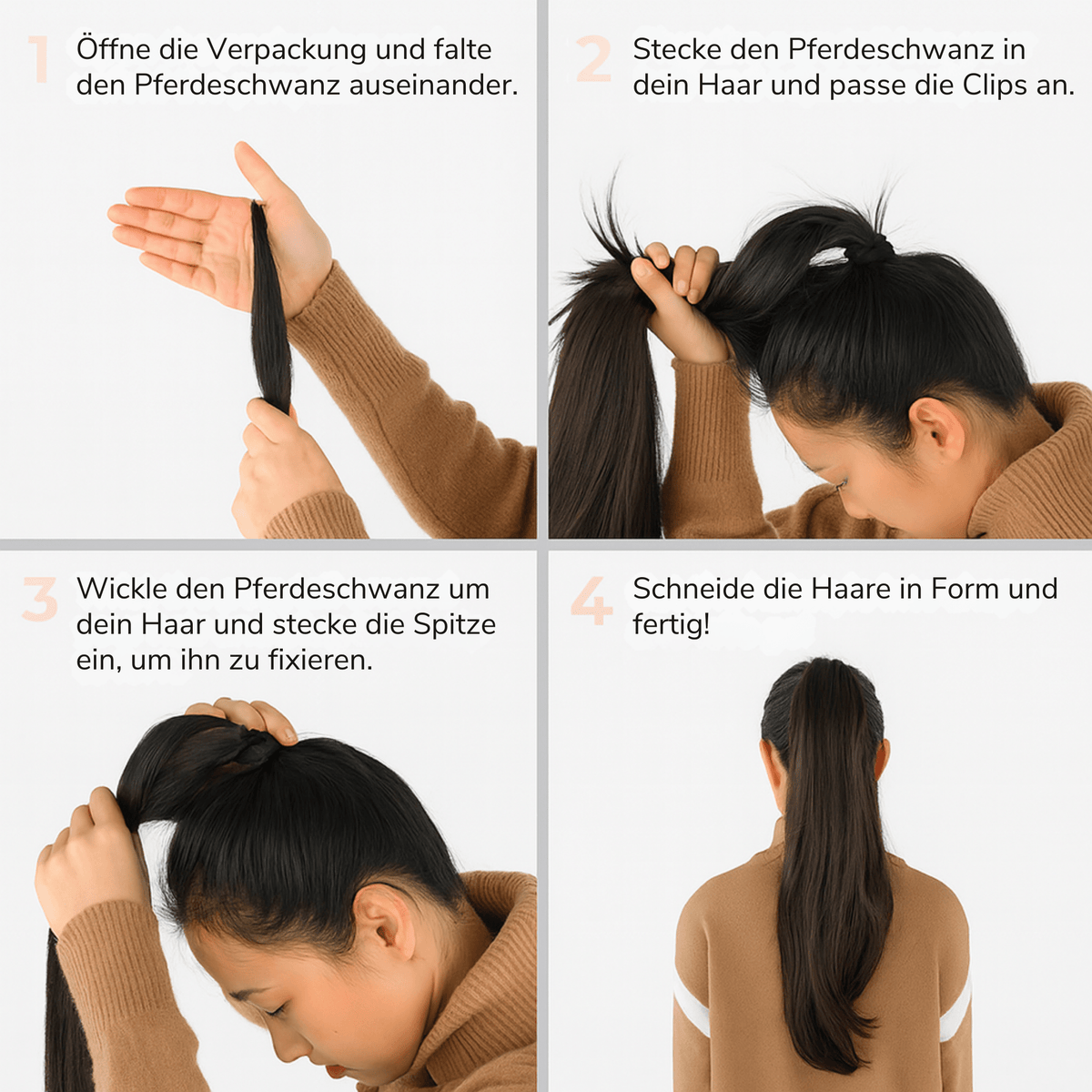 SeidenPony Pferdeschwanz Extension – Natürliches Aussehen & Gefühl (1+1 GRATIS) - Sopheria