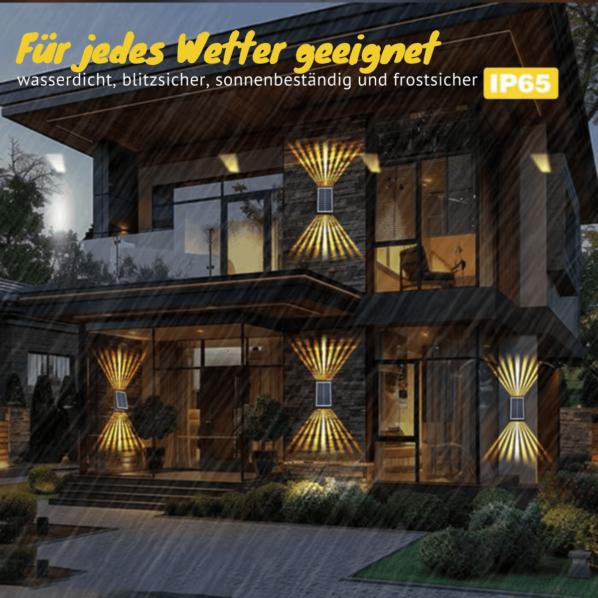 SolarStrahl™ / 4 LED-Solar-Wandleuchten für den Außenbereich - Sopheria