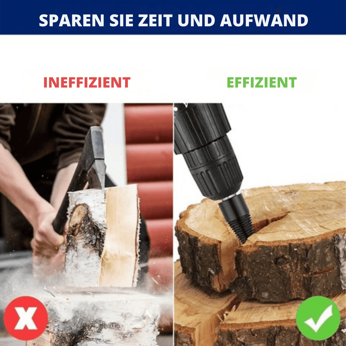 SpaltSpitze™ / Bohrkegel-Holzspalter mit 4 Griffen - Sopheria