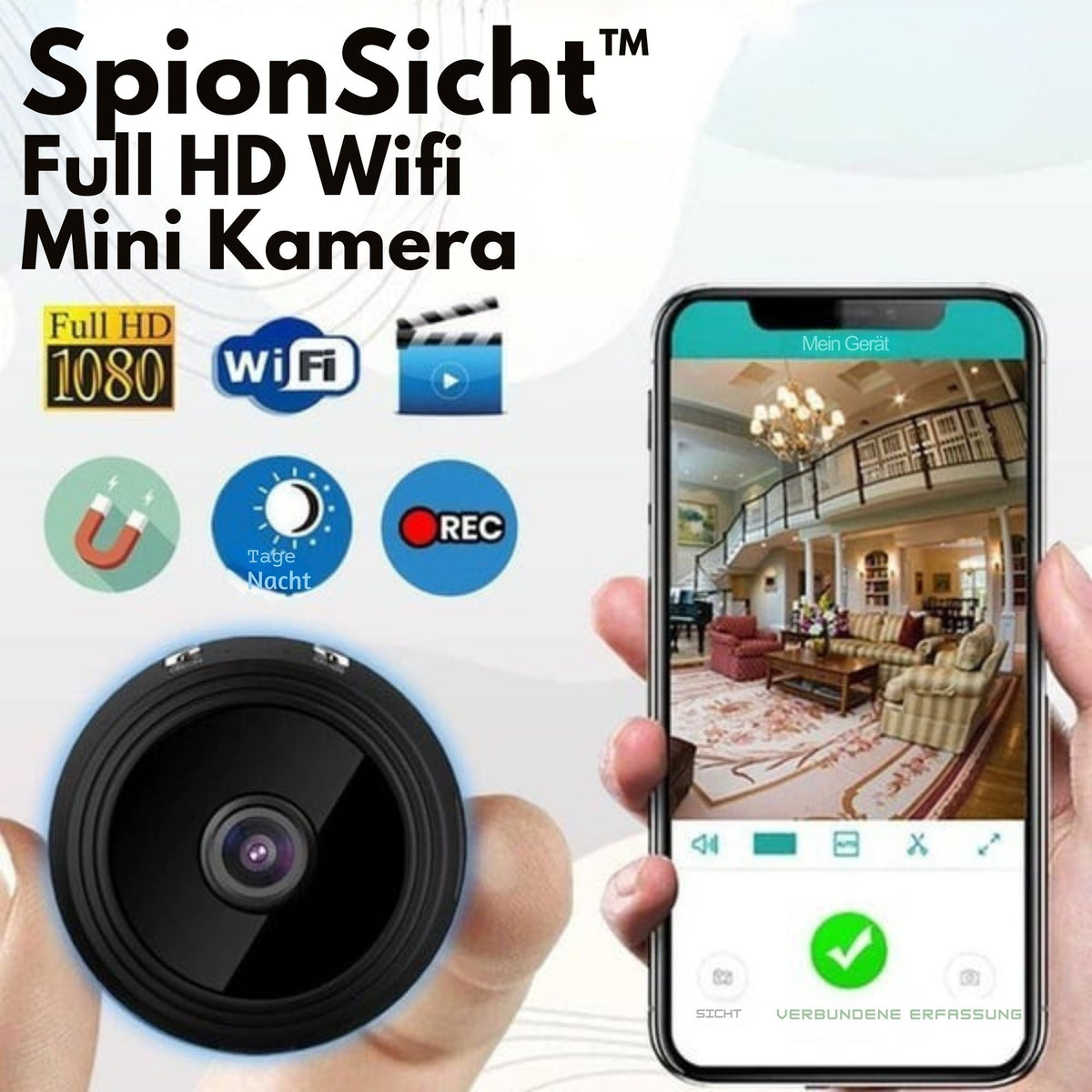 SpionSicht™ / Full HD Wifi Mini Kamera - Sopheria