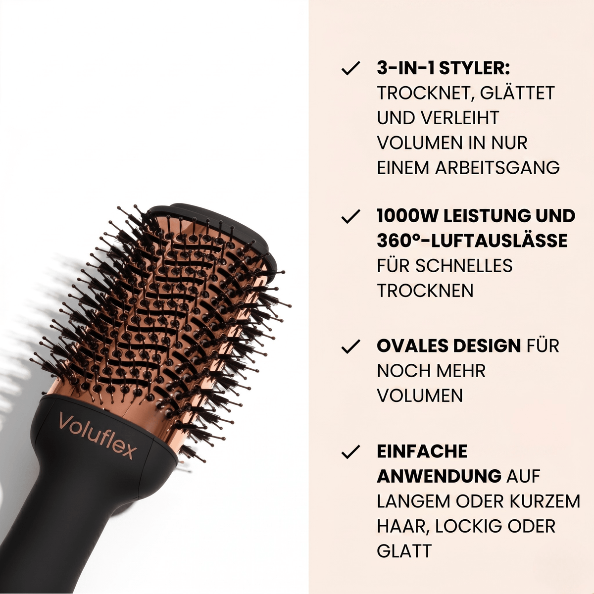 Voluflex – 3-in-1 Warmluftbürste zum Trocknen, Stylen & Volumengeben - Sopheria