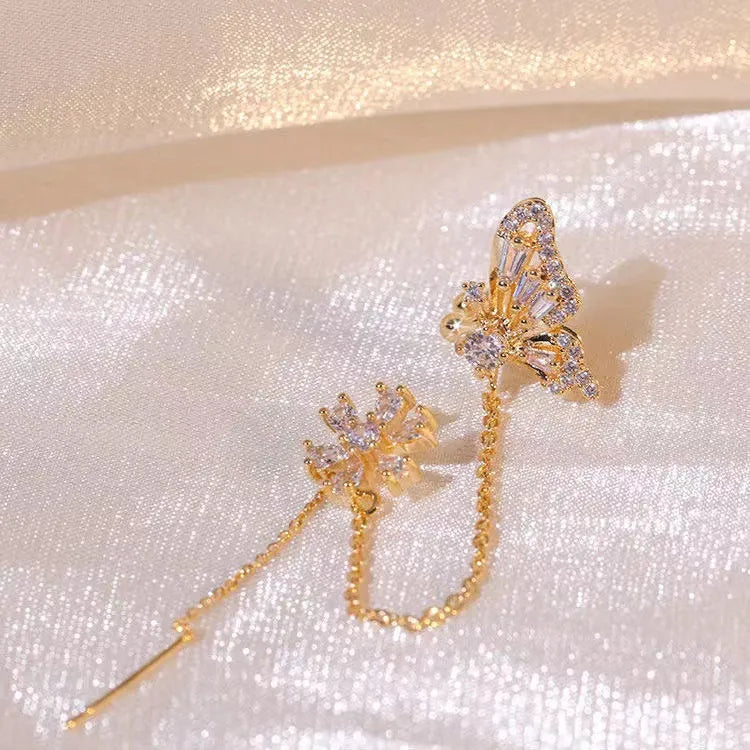 FlügelFunkeln – Ear-Cuff-Ohrringe mit Schmetterlings- & Blütendesign