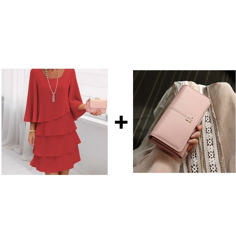 Lunara - Elegantes Rüschenkleid mit Volants & eckigem Ausschnitt [50% RABATT]