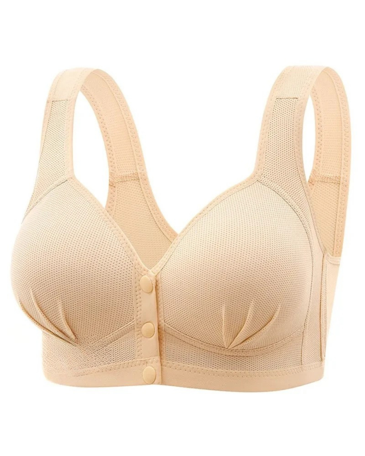 Majxx - Wireless Lifting Bra with Button Front and Ruched Push Up Design