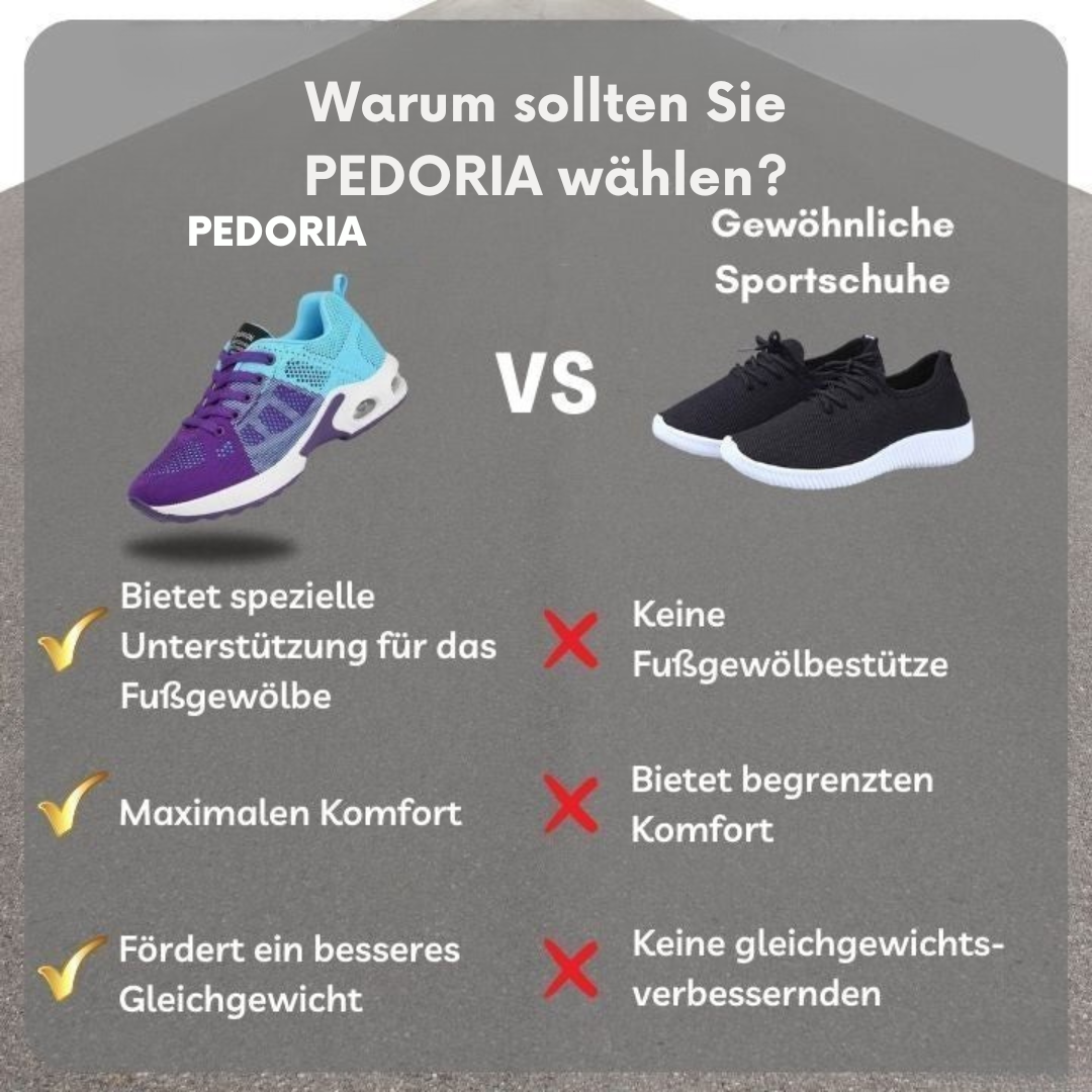 50% RABATT TEMPORÄR | Pedoria | Schmerzfrei in anstrengenden Aktivitäten aktiv sein!