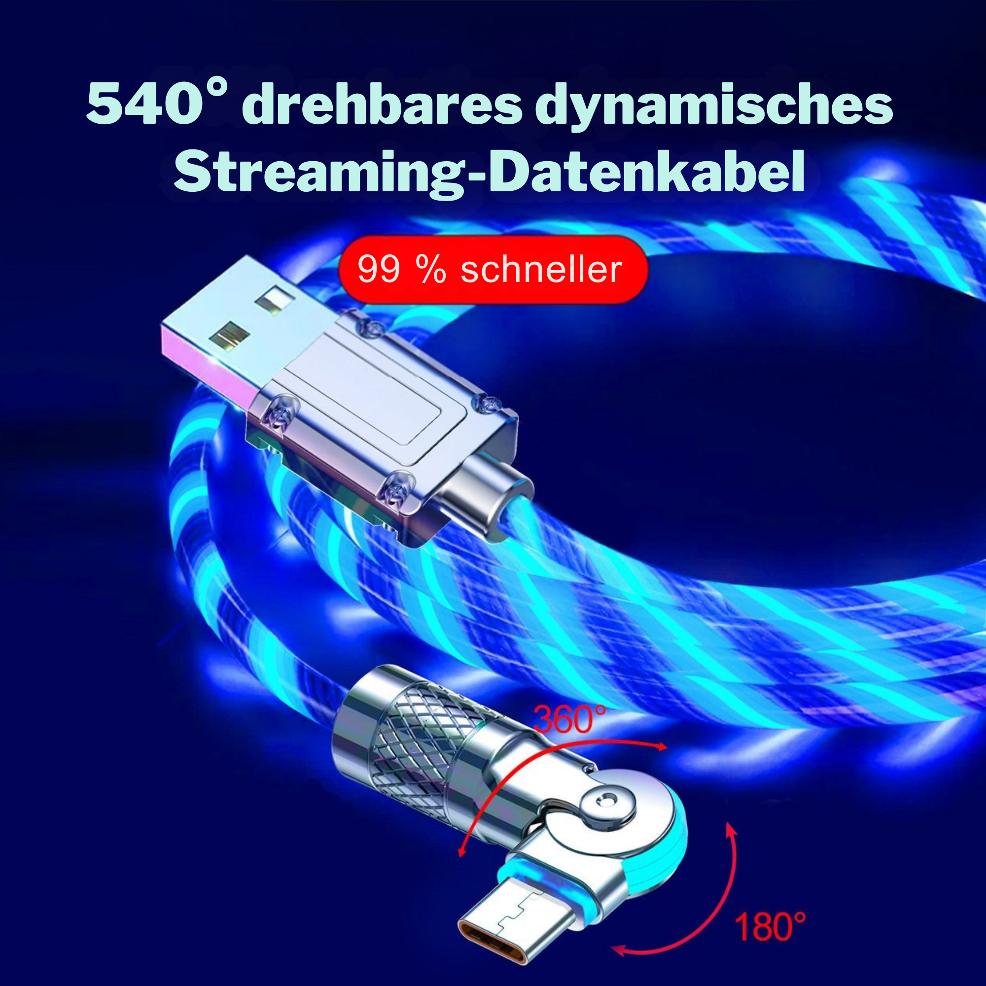 BlitzBand™ / 540° drehbares Schnellladekabel mit Beleuchtung