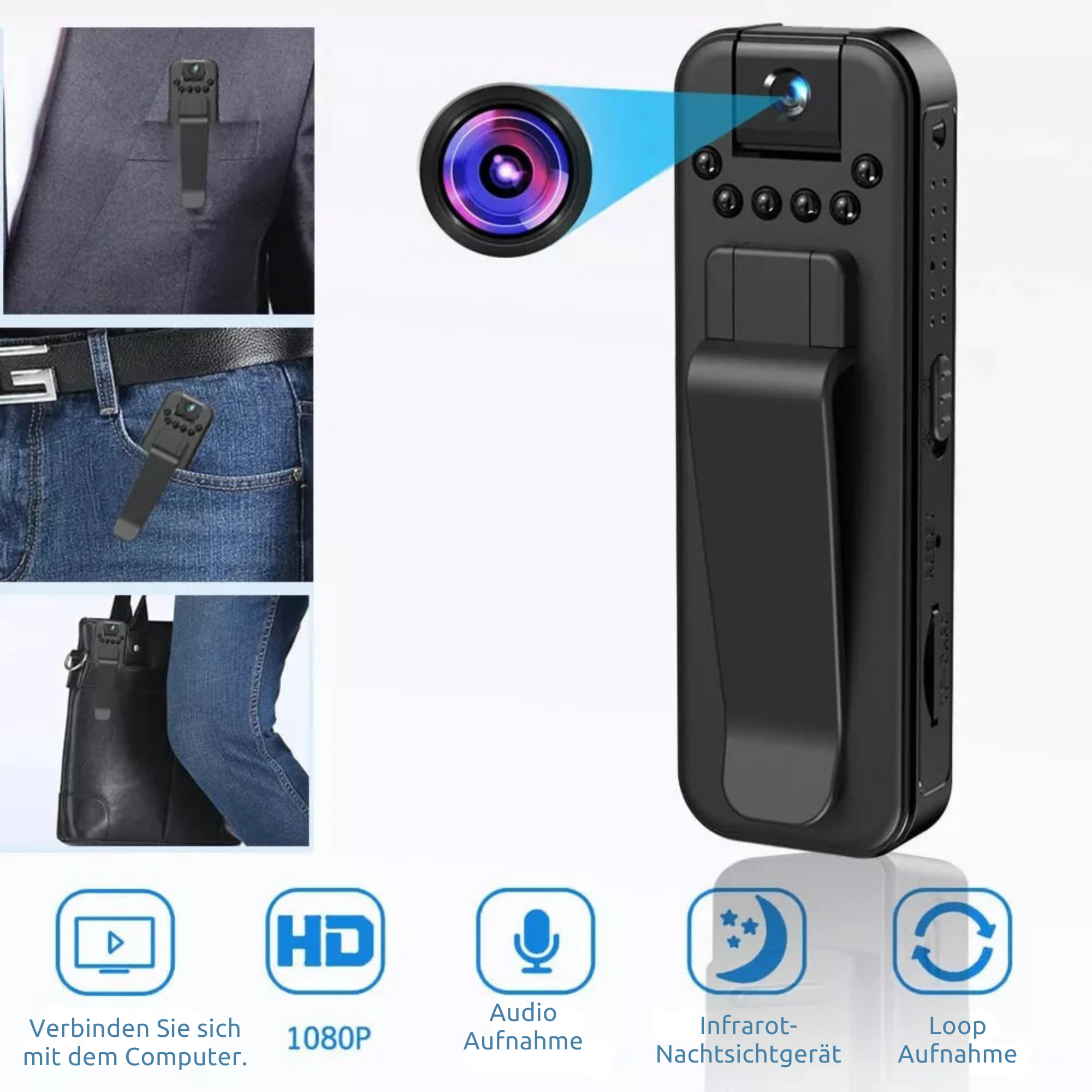 MiniMemo™ / 1080 Mini-Body-Cam – Tag- und Nachtaufnahmen leicht gemacht!