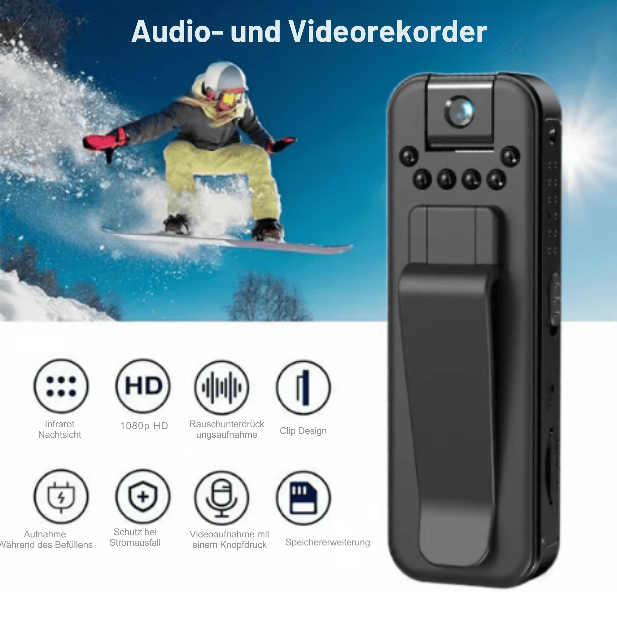 MiniMemo™ / 1080 Mini-Body-Cam – Tag- und Nachtaufnahmen leicht gemacht!