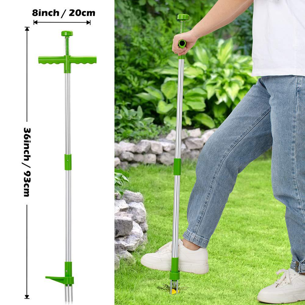 TerraPull - Unkrautstecher mit Pedal Dreizack Wurzelentferner für Garten