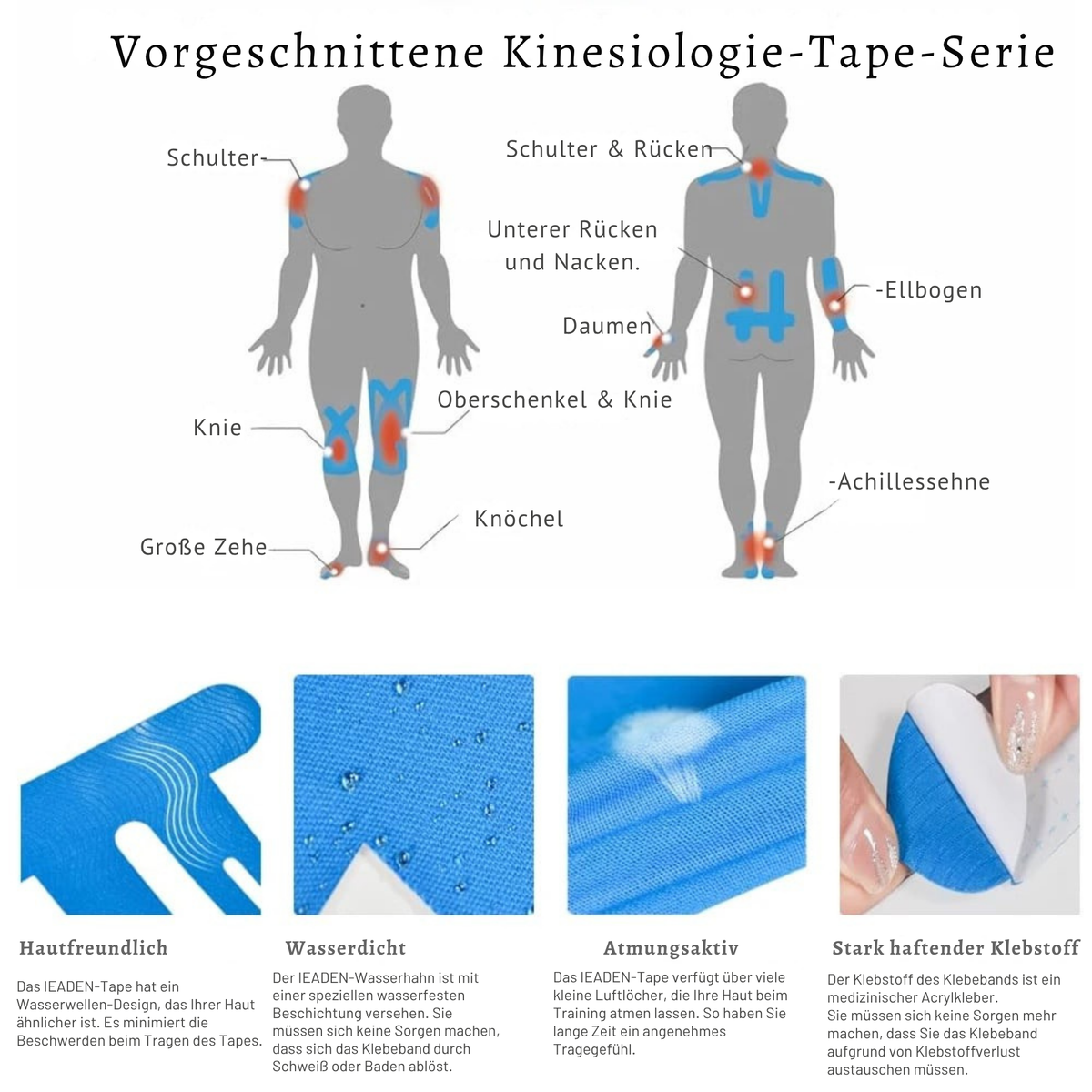 KnieKraft™ / Vorgeschnittene Kinesiologie-Streifen Für Schmerzfreie Bewegung