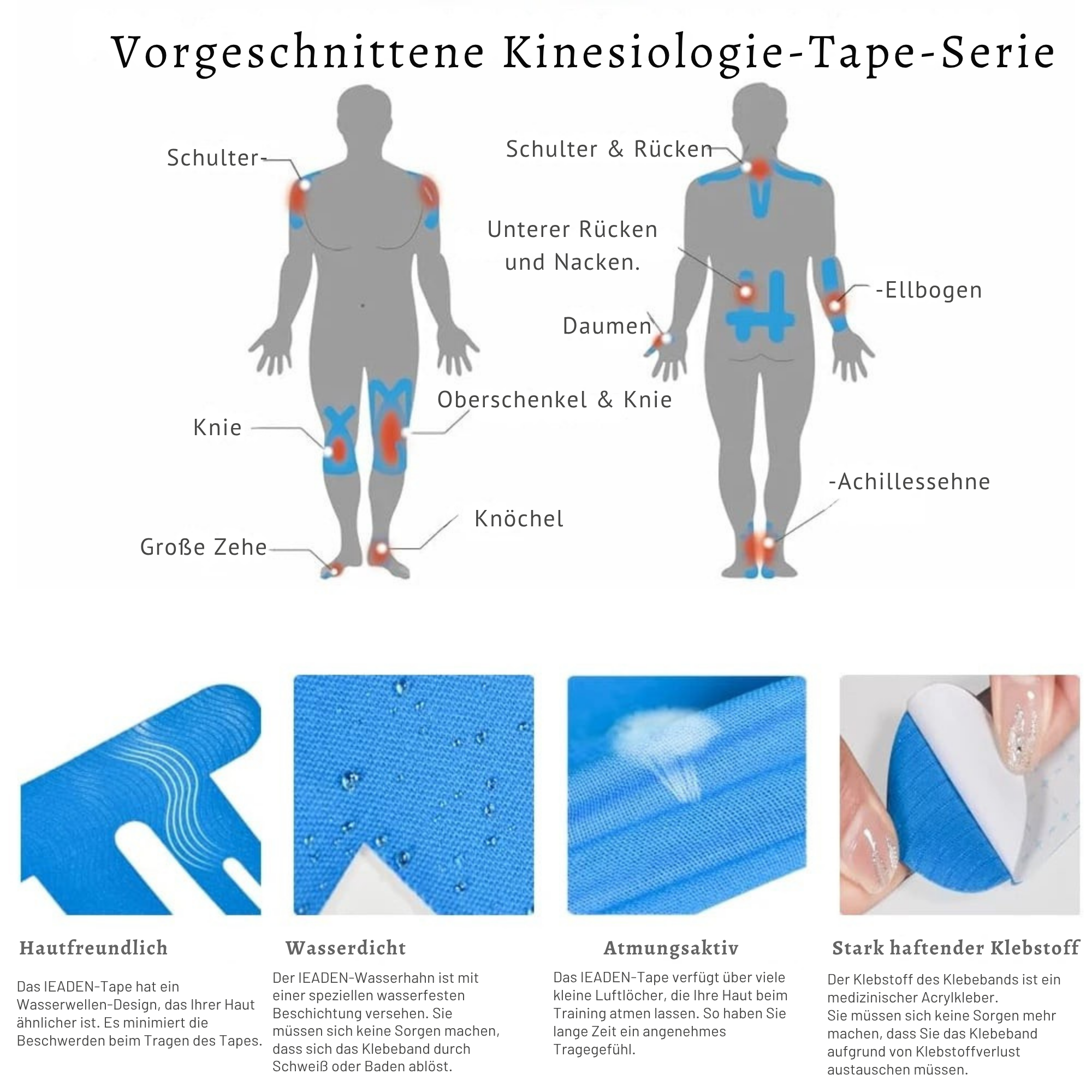 KnieKraft™ / Vorgeschnittene Kinesiologie-Streifen Für Schmerzfreie Bewegung