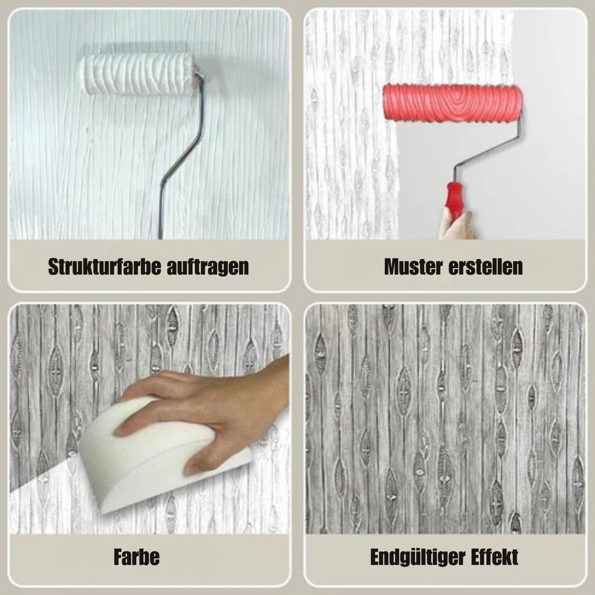 RollenTausch™ / Farbroller mit Prägestruktur für Wanddekoration