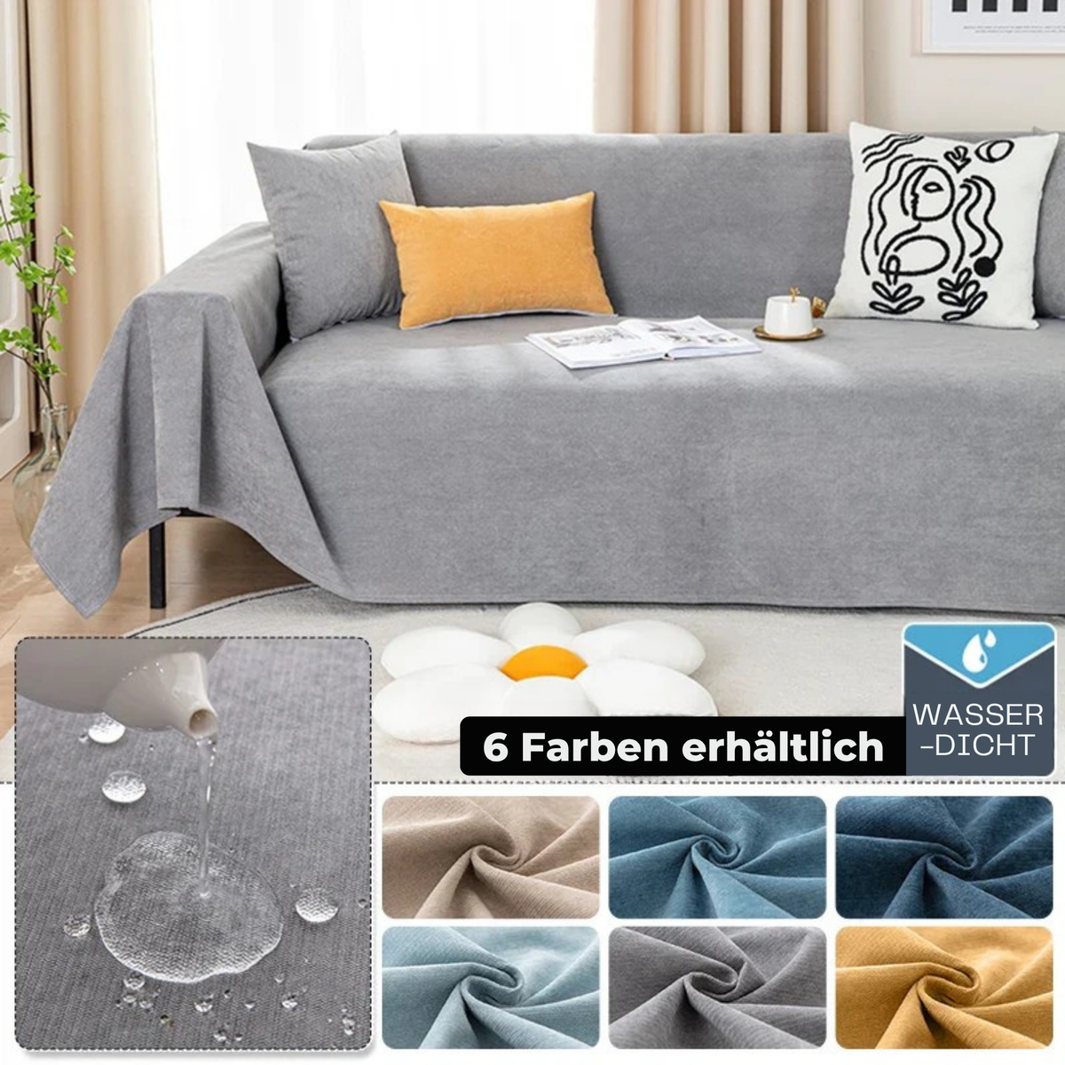 Sofa-Decke | Wasserdicht & Kratzfest | Staubschutz & Allround-Überwurf | Für Sofa, Bett & Wohnraum – AuraLiving