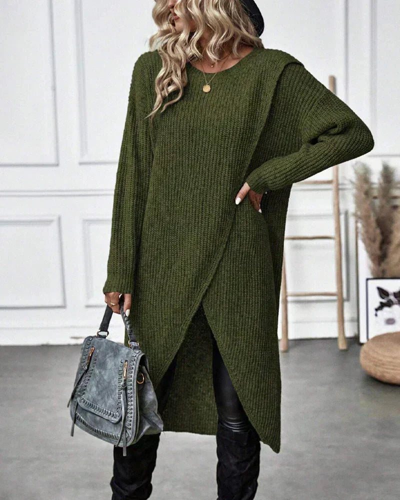 Emma | Luxuriöses Strickkleid mit Schlitz für Damen