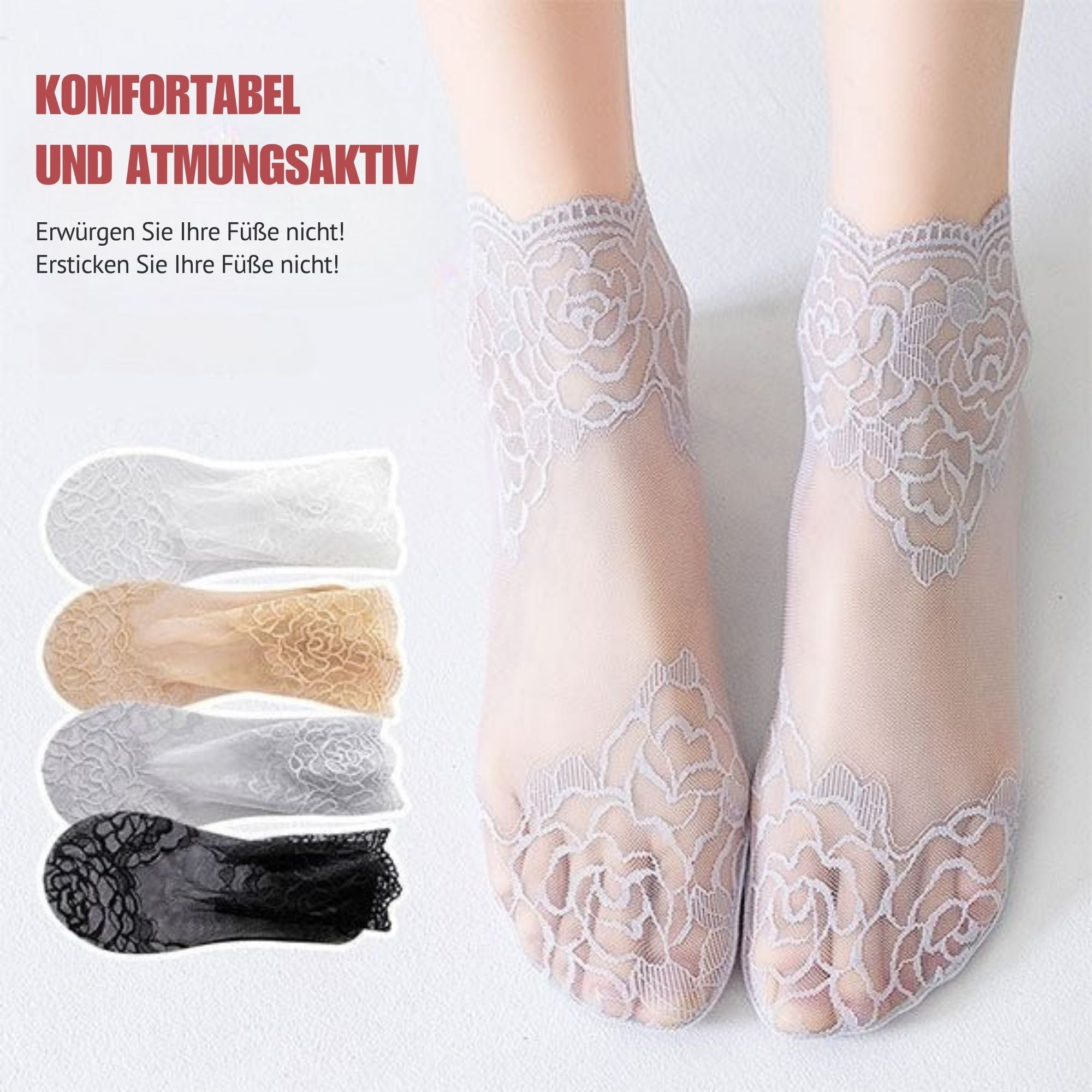 SpitzenSchritt™ / Unsichtbare Spitze Socken (Satz Von 4 Farben)