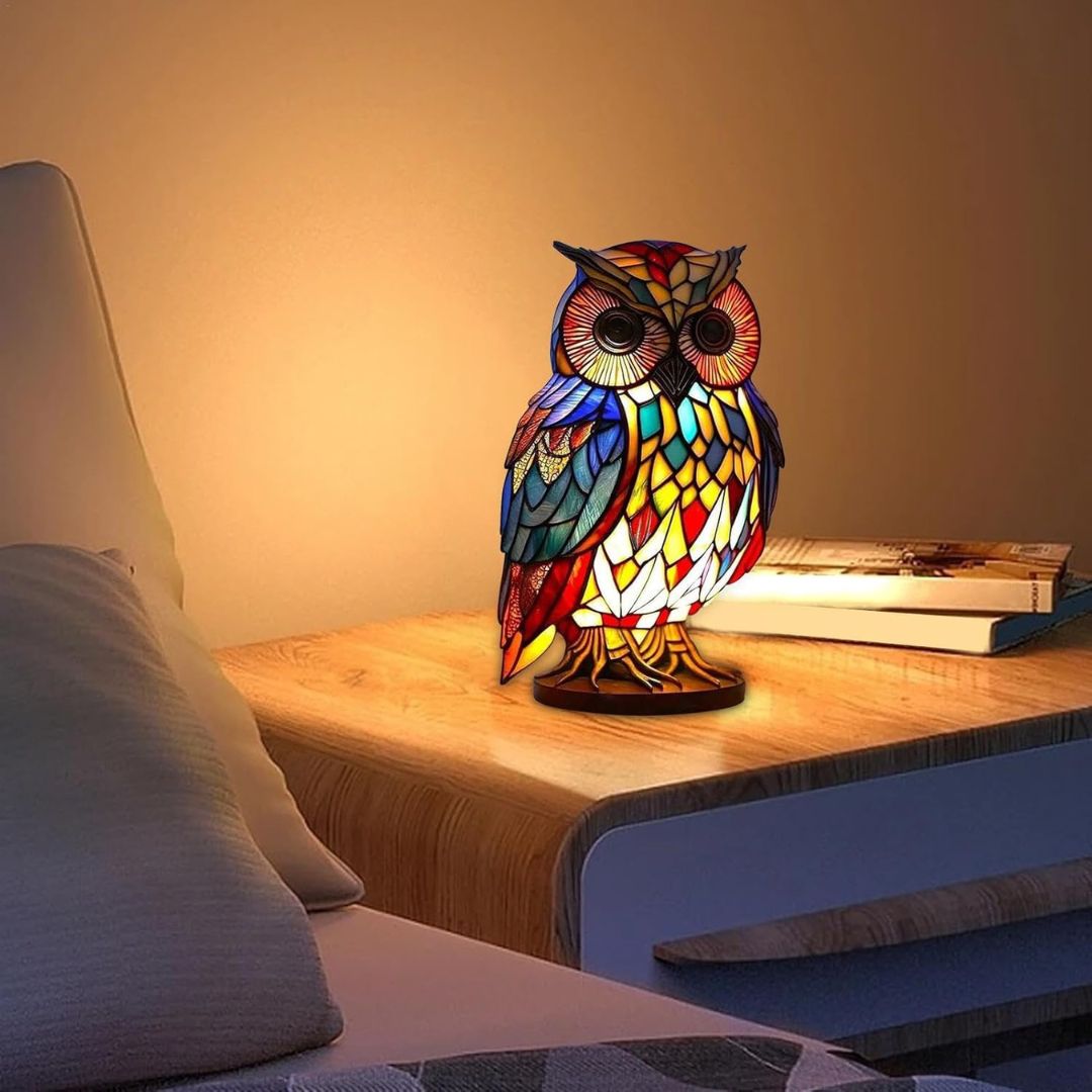 LeuchtEule - handgefertigte Lampe, die Herzen erstrahlen lässt