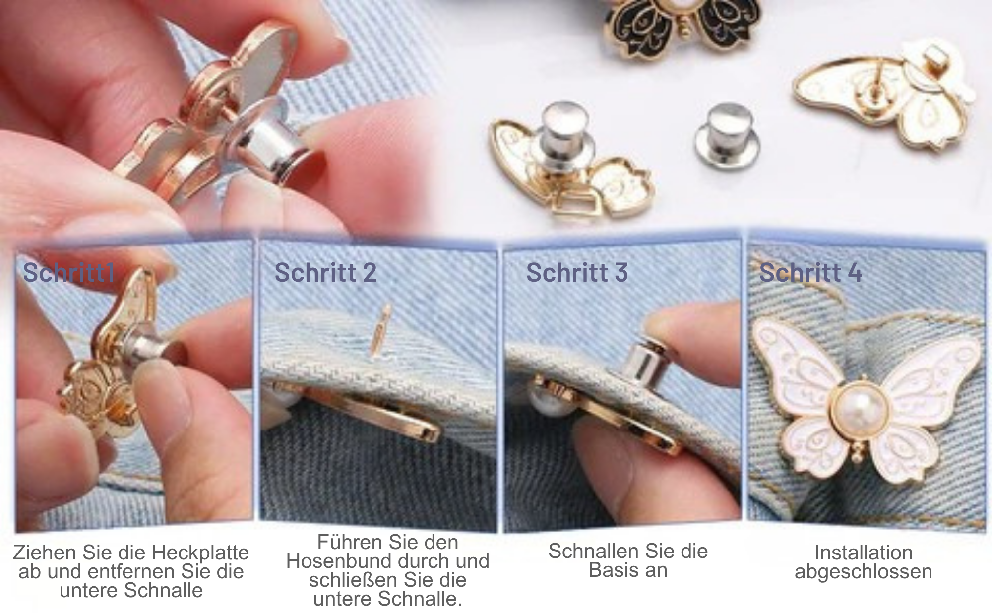 FlügelFix™ / Stilvolles Abnehmbares Schmetterlingsspangen-Set