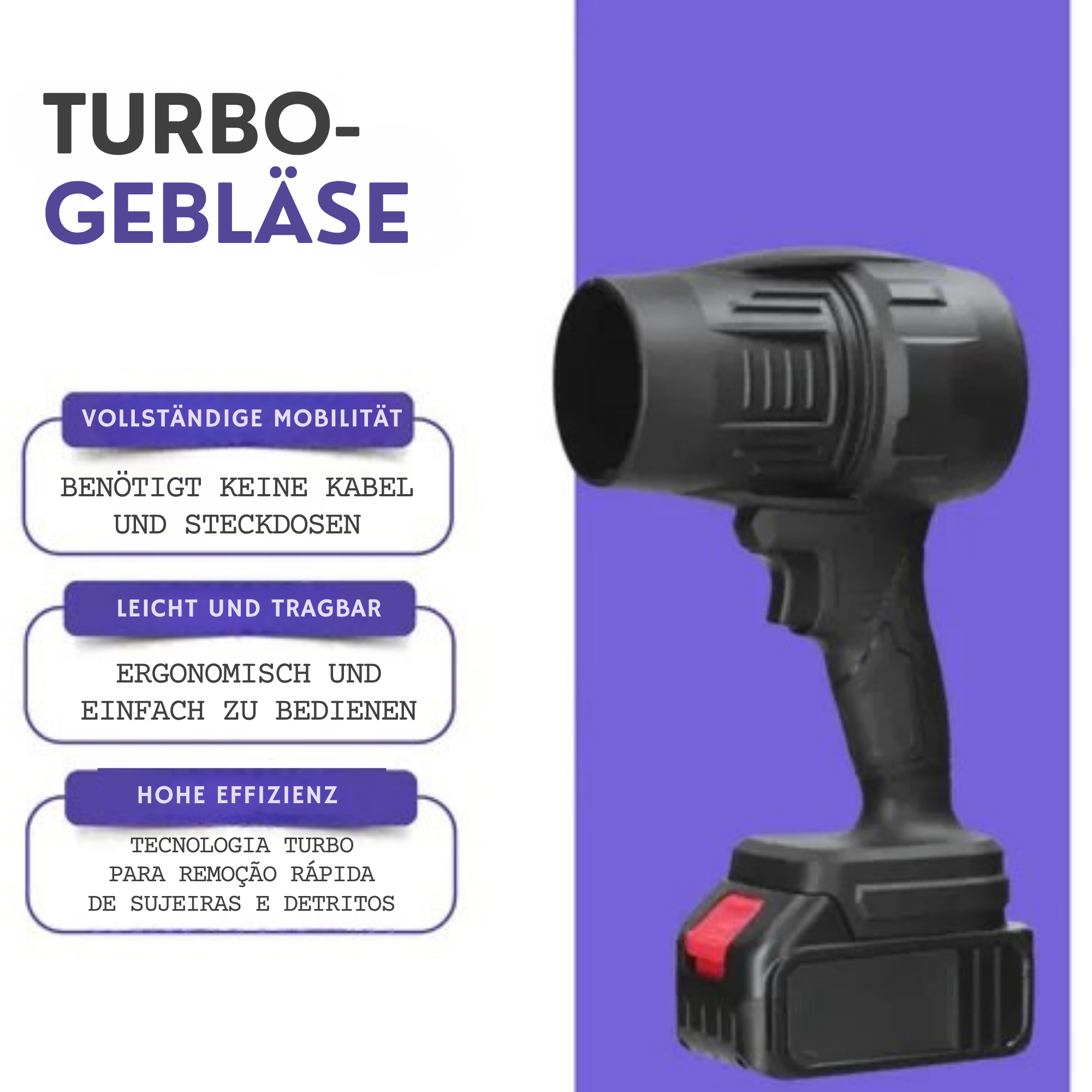 TurboTornado™ / Tragbarer Gebläse Für Schnelle Reinigung + EXTRA Batterie GRATIS