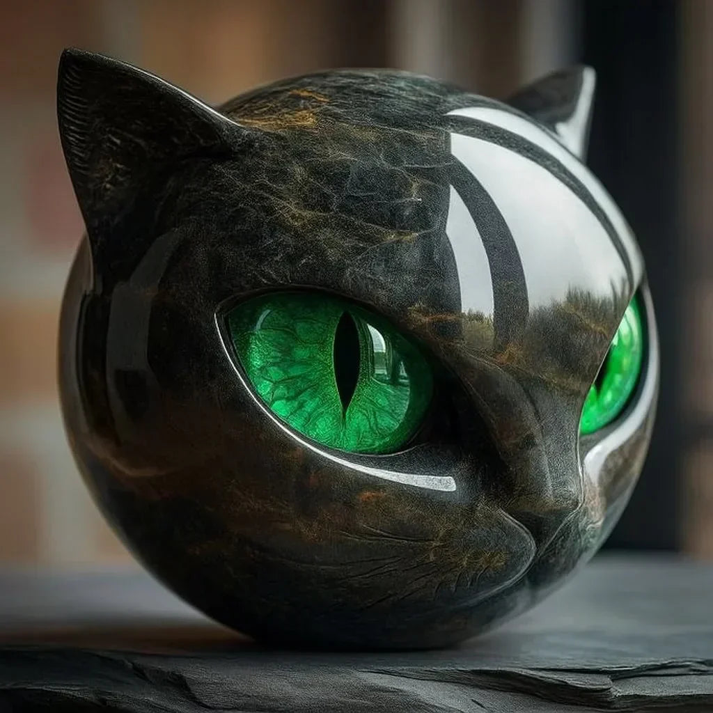 MystikMiez™ / Mystische Schwarze Katzenkopf Skulptur