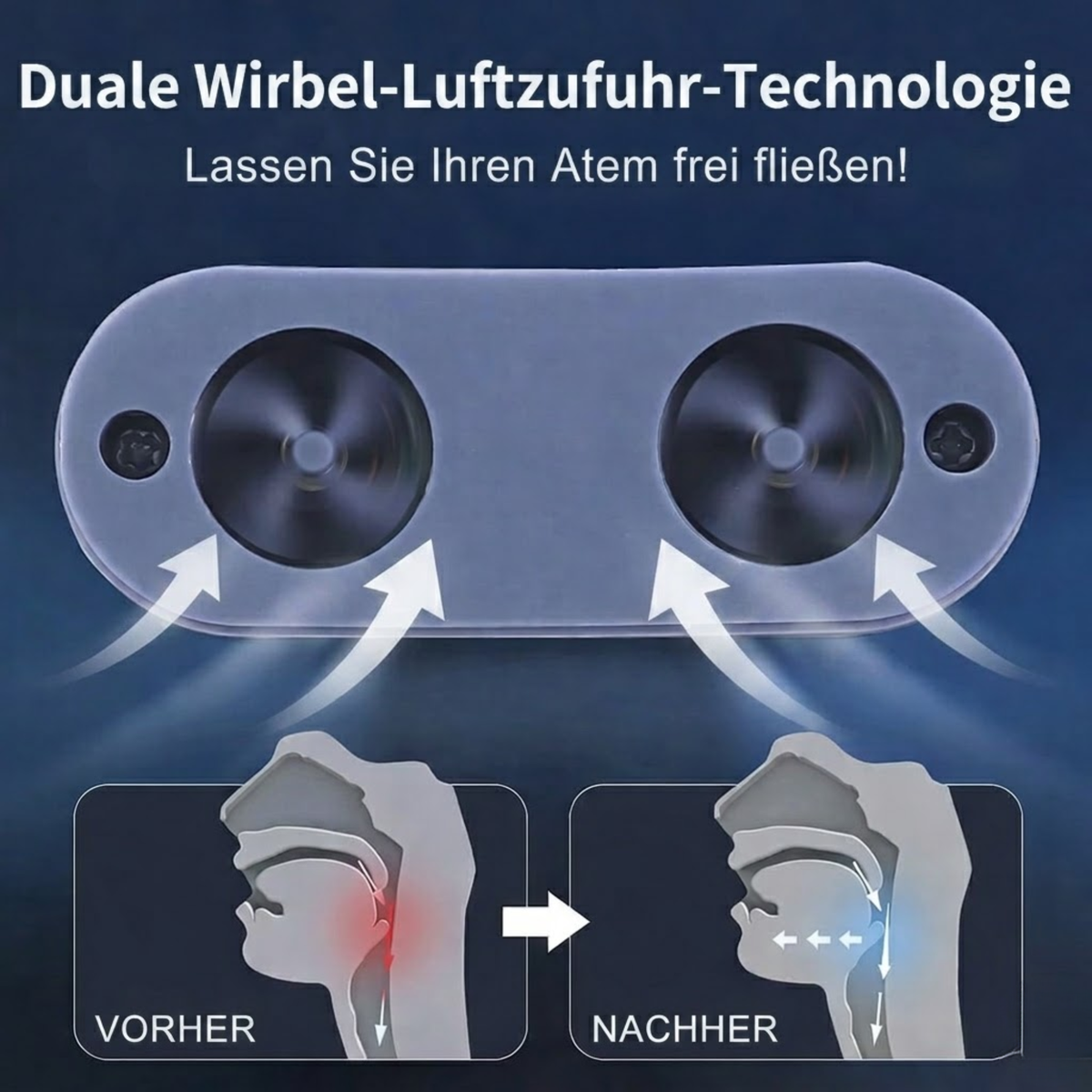 Anti-Schnarch Nasengerät mit Luftstrom | Kompakte Atemhilfe ohne Maske | USB-aufladbar | BioLux