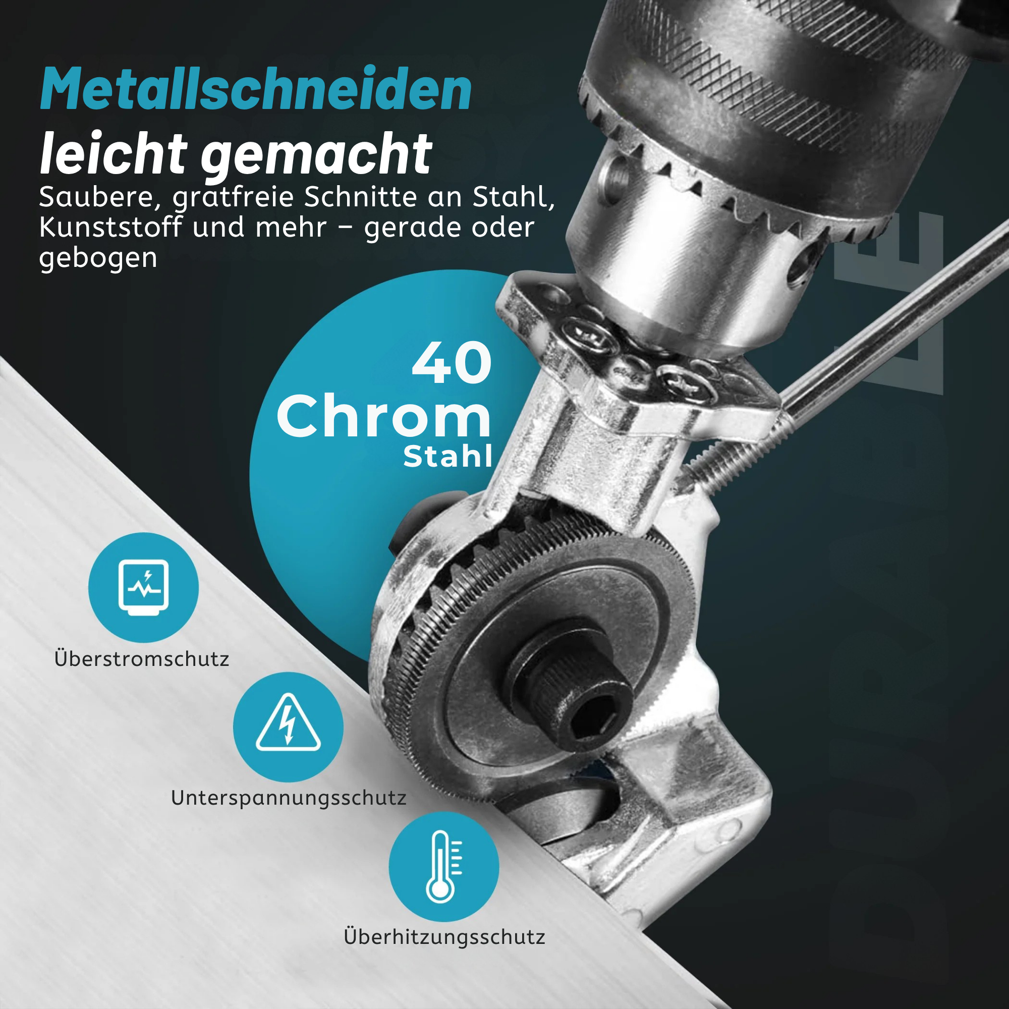BohrBeißer™ / Metallschneidaufsatz für elektrische Bohrmaschinen
