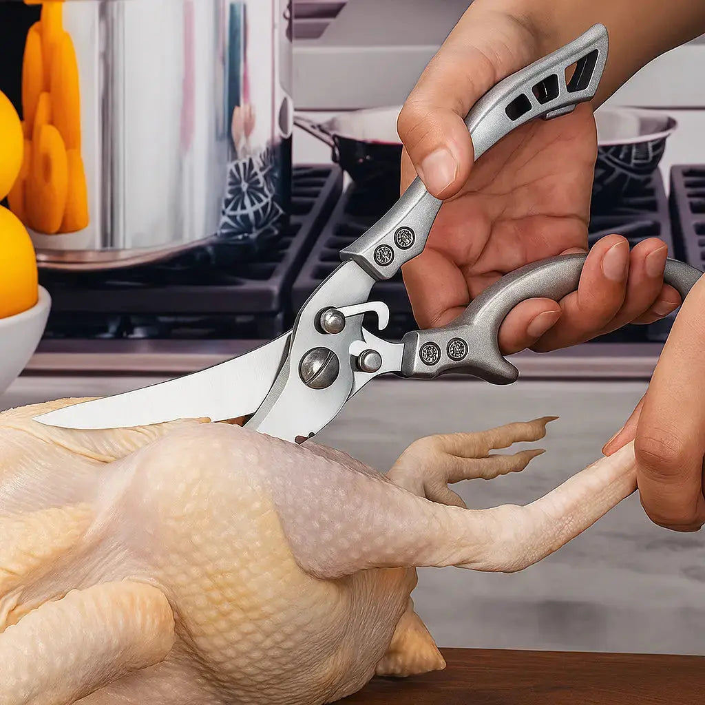 KlingenKönig™ / Edelstahl Geflügelschere Extra Stark – Schneidet Knochen, Fleisch & Fisch