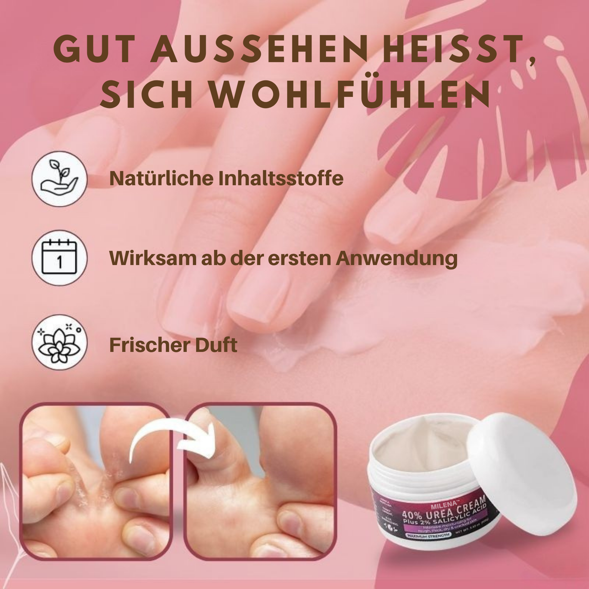 1+1 GRATIS | Milena - Fußerneuernde Pflegesalbe gegen Trockenheit, Geruch & Ekzeme